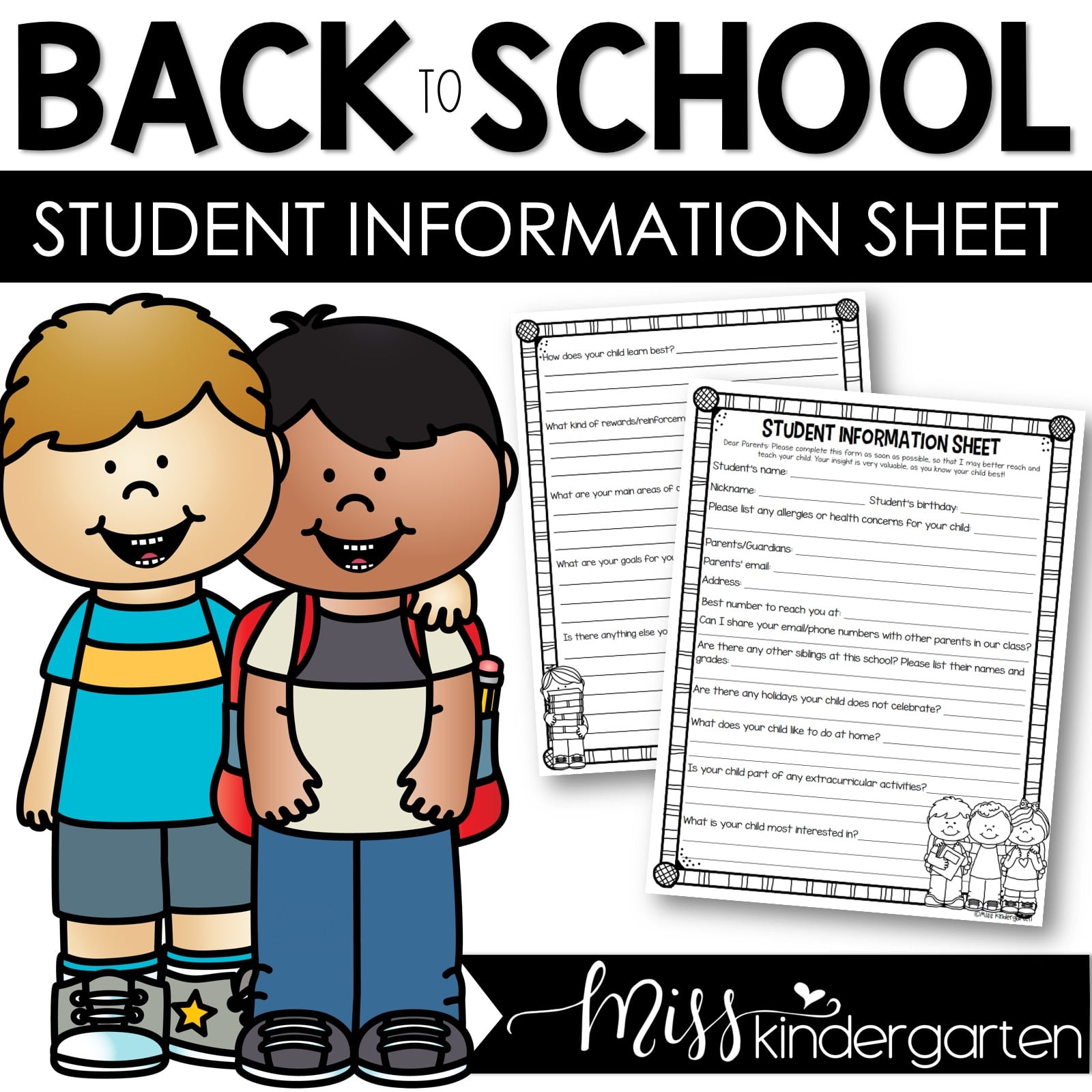 Student Information Sheet Editable Freebie