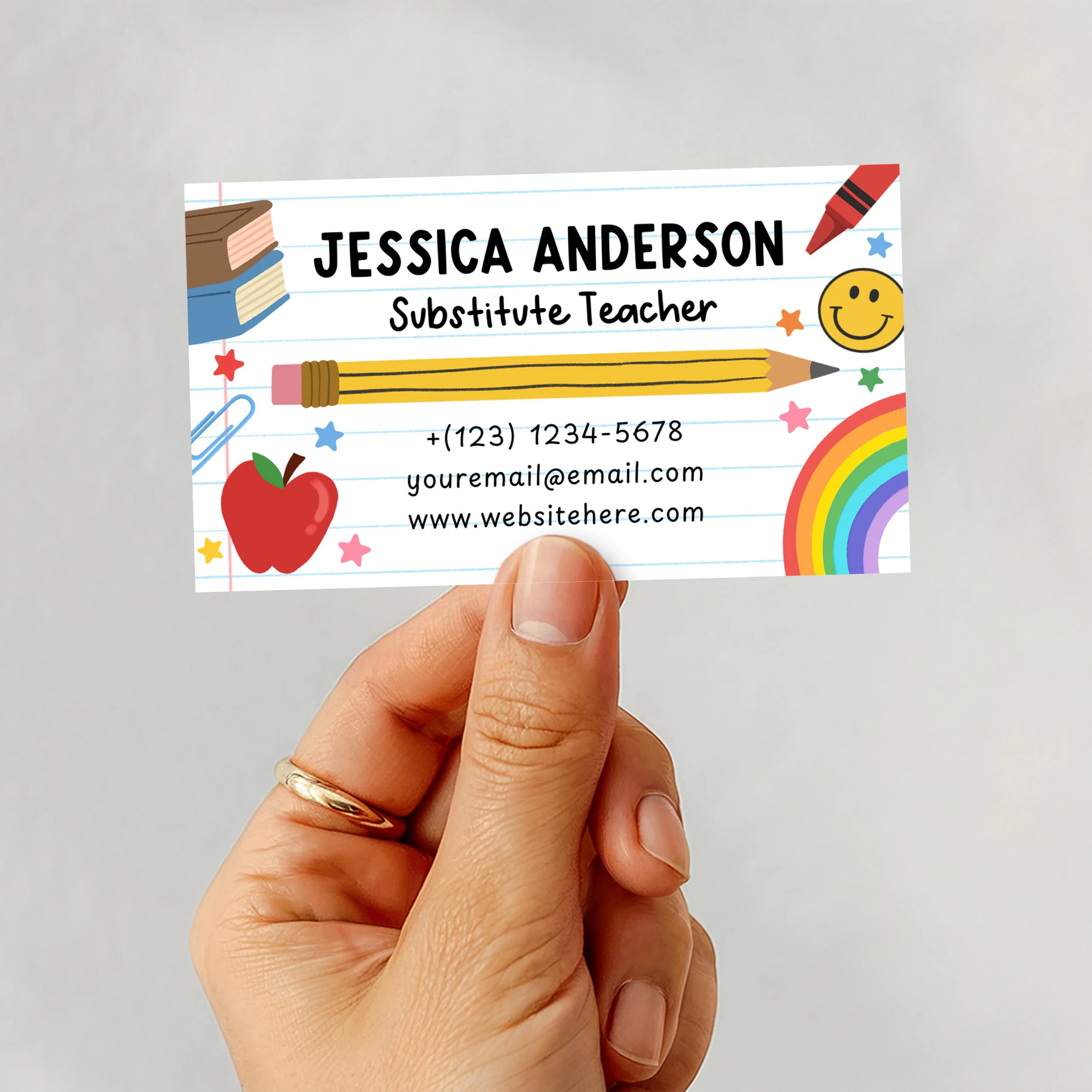 Substitute Teacher Business Card Substitute Teacher Business Card