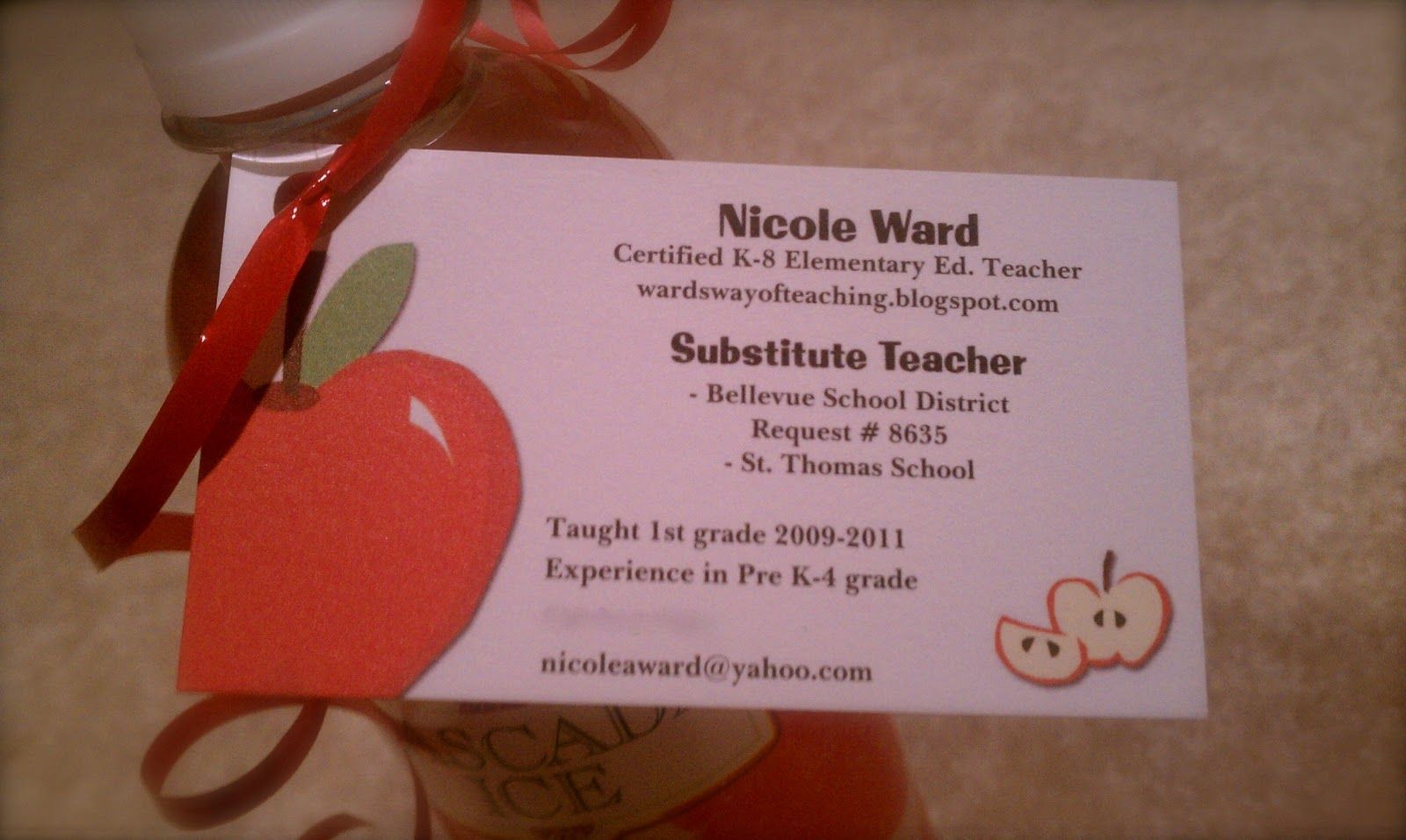 Substitute Teacher Business Cards Substitute Teacher Business Cards