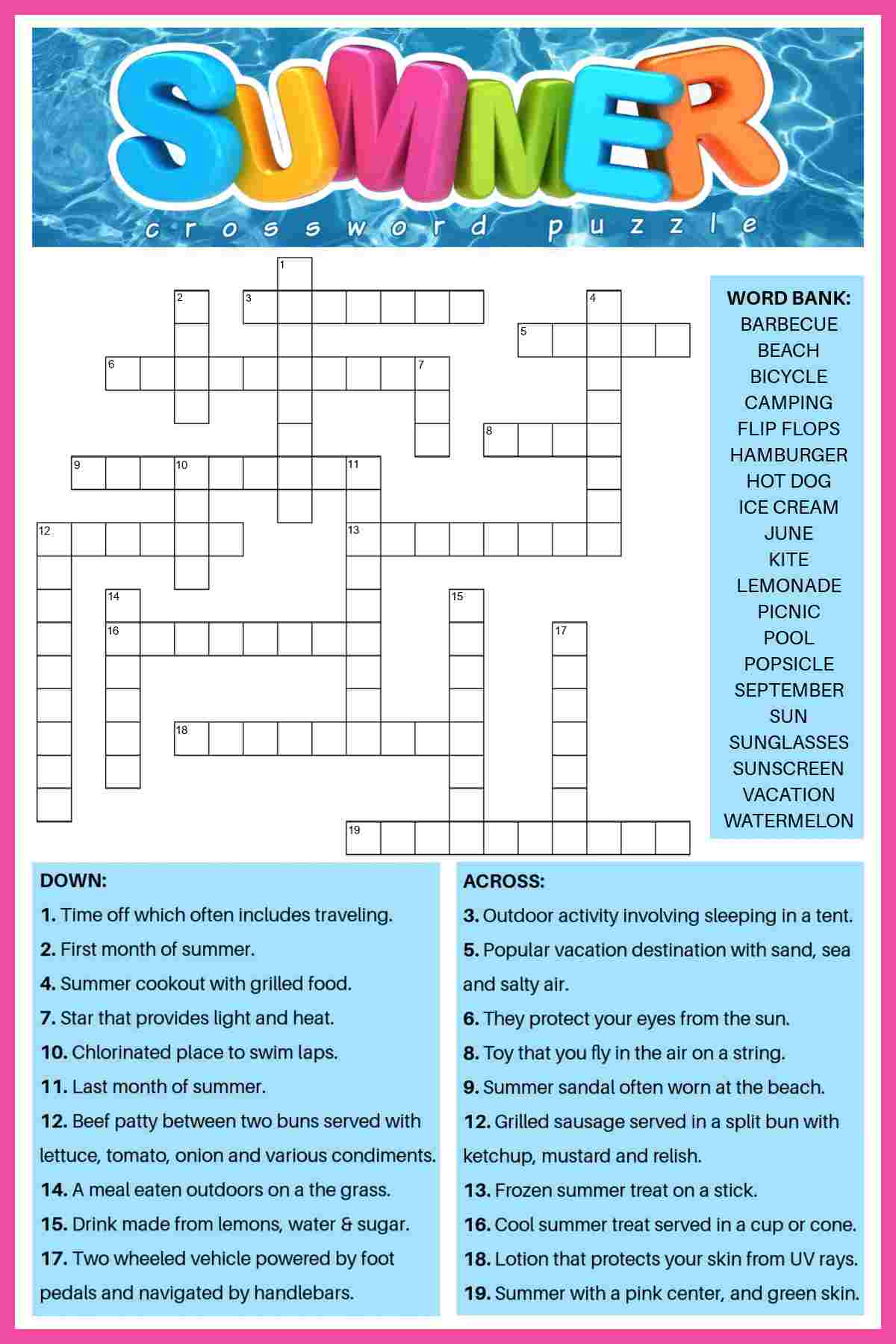free printable crossword puzzles medium difficulty with answers