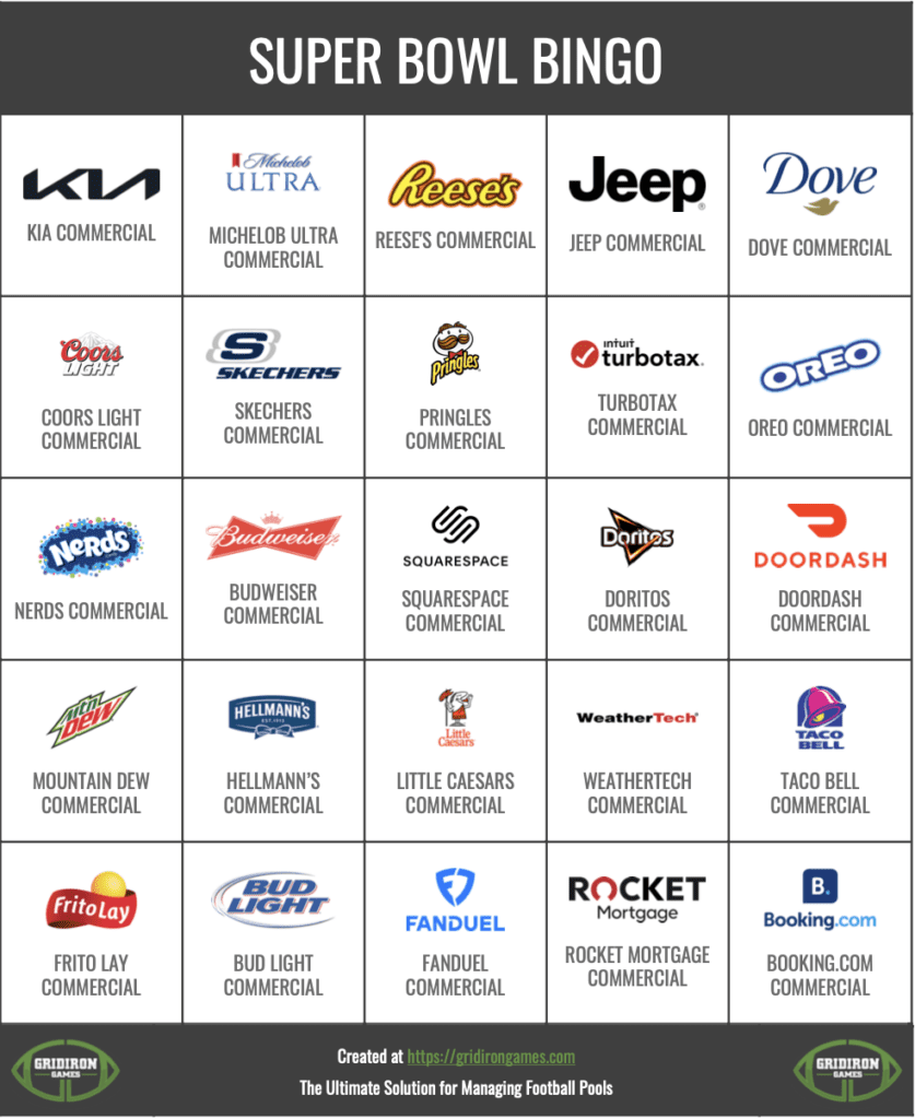 Super Bowl Bingo Cards Super Bowl Bingo Cards