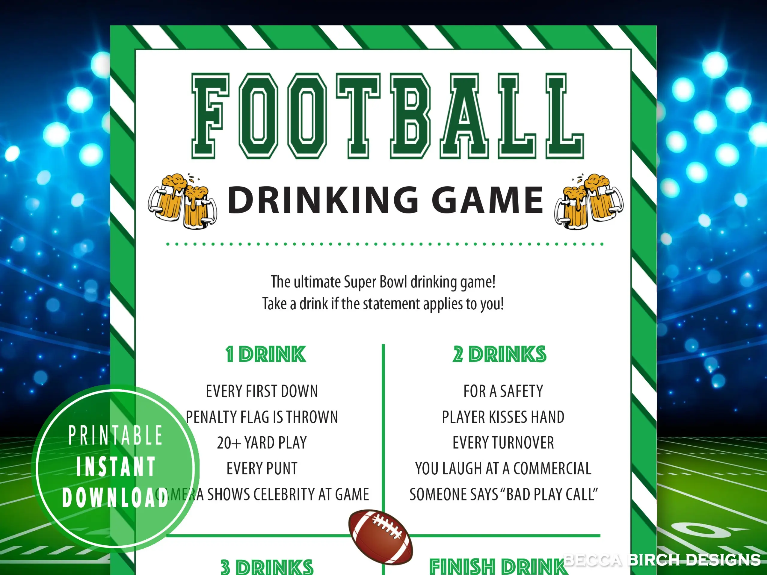 Super Bowl Football Drinking Game