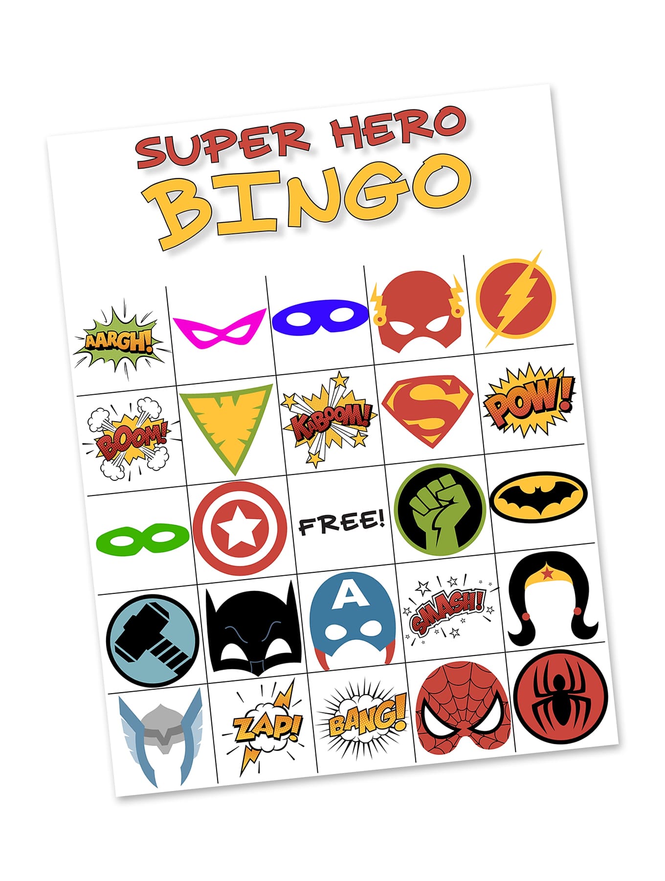 Superhero Bingo Game