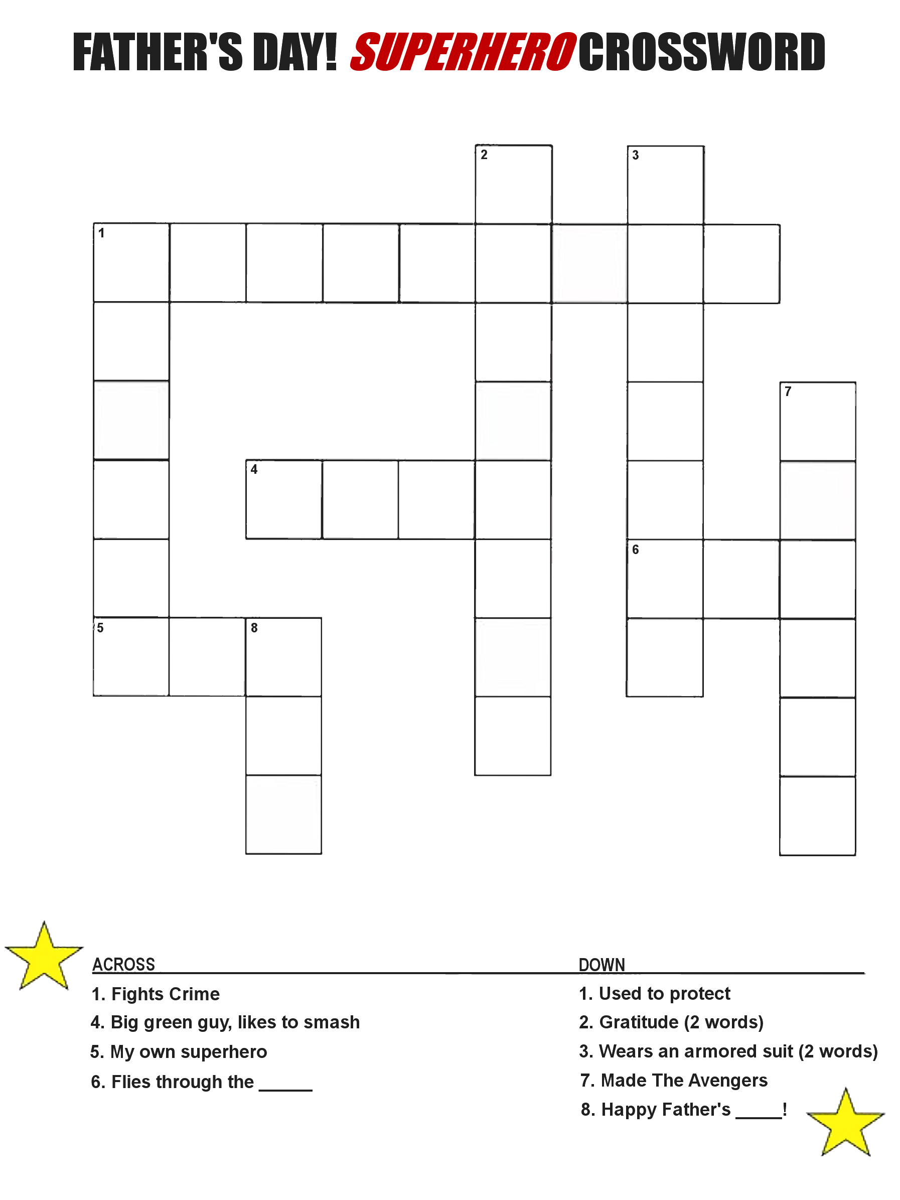 free printable superhero crosswords