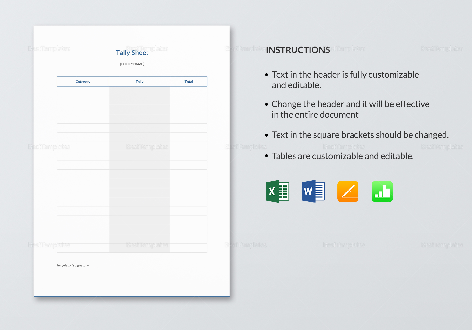 free tally sheet template