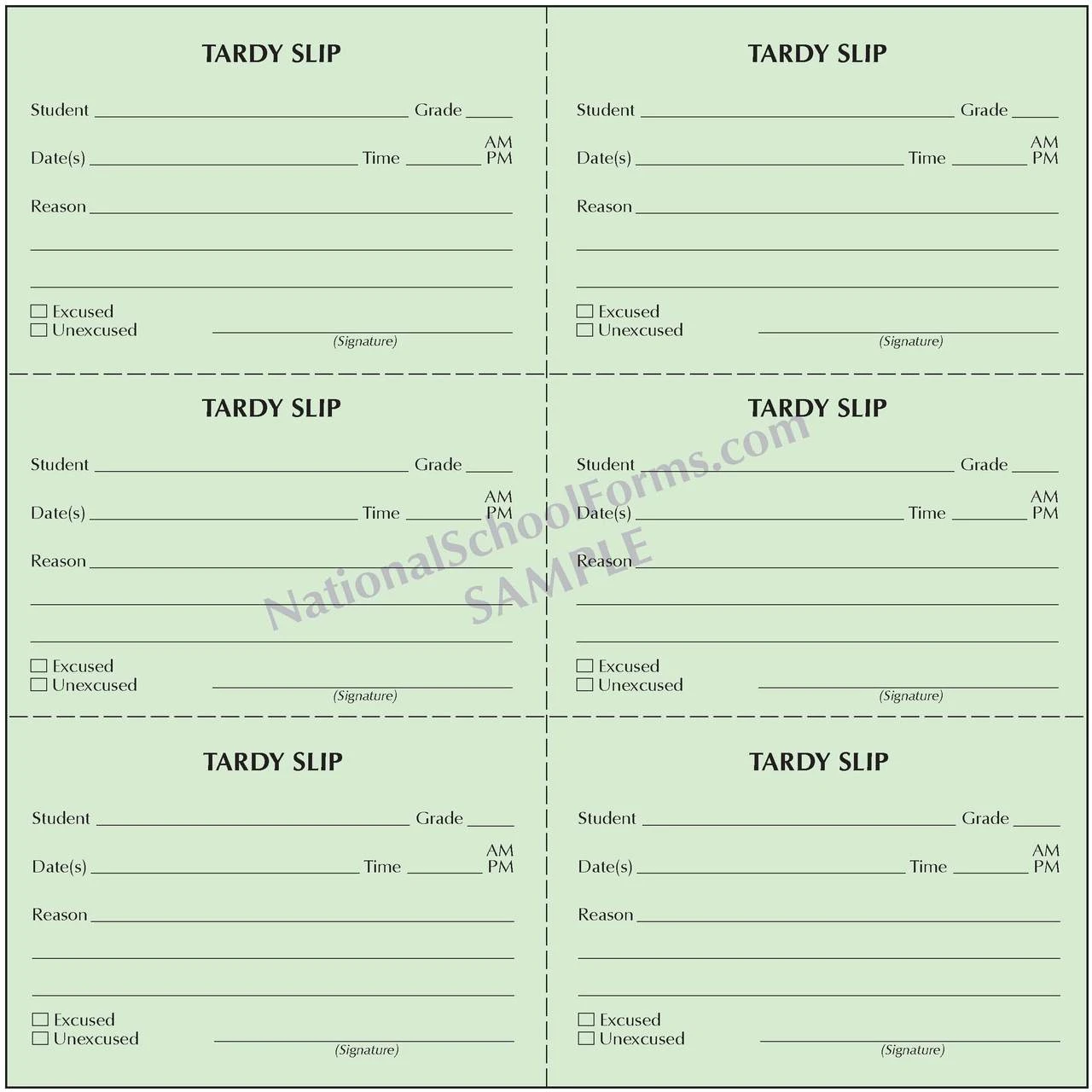 Tardy Slip Booklet 300 Slips Per Book