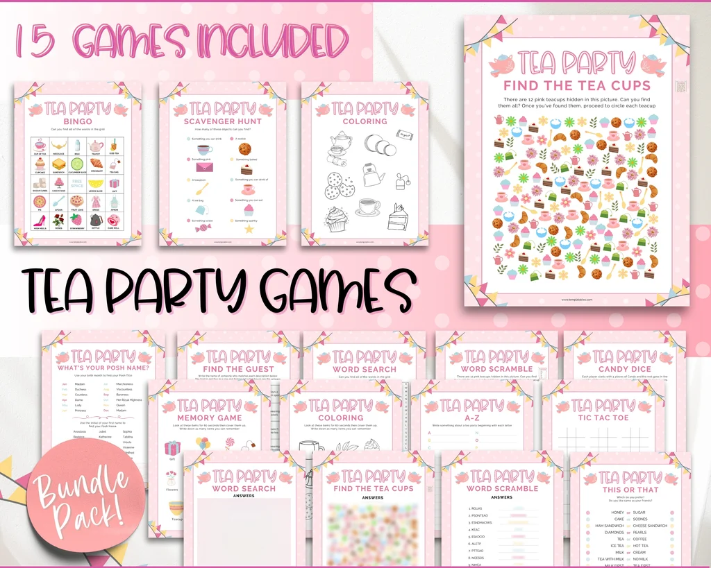 Tea Party Games Bundle Pink