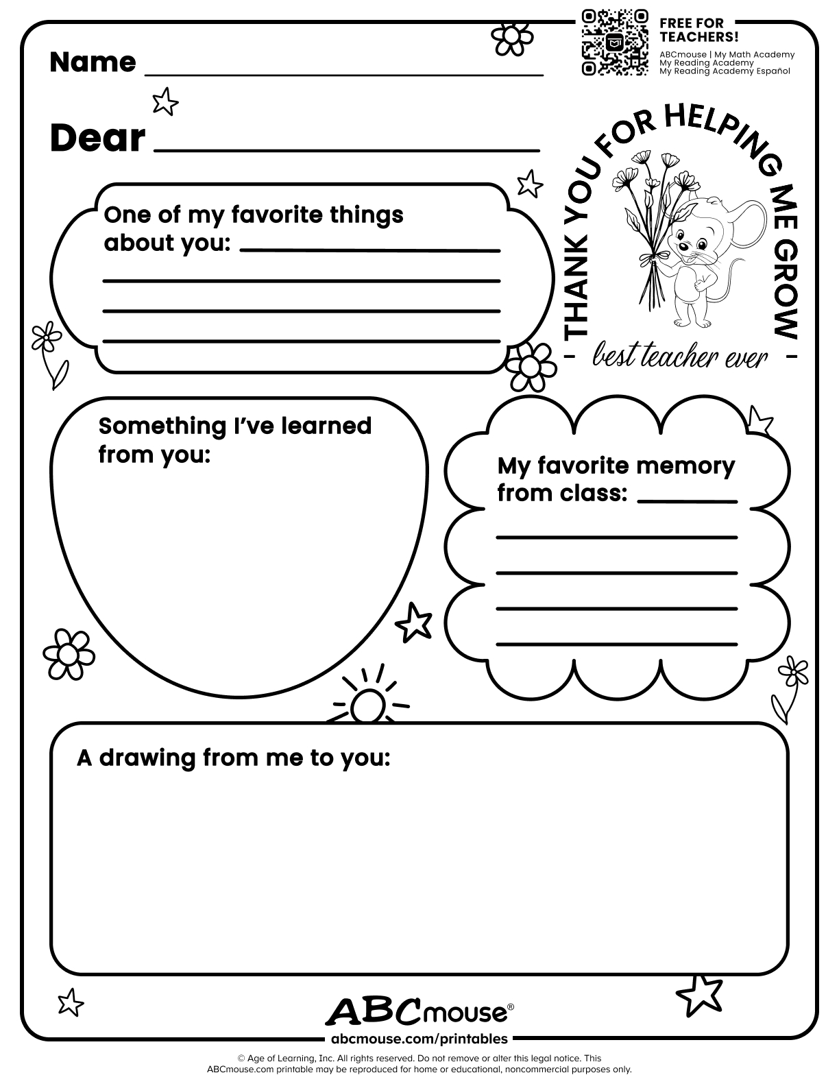 Teacher Appreciation Free Printable