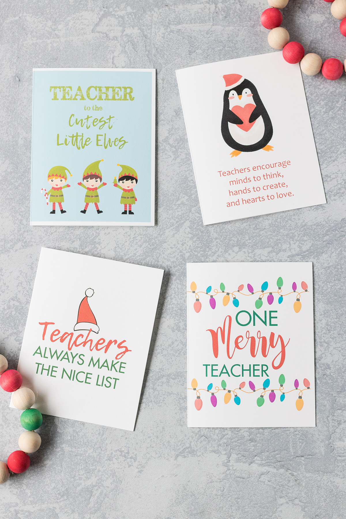 Teacher Thank You Christmas Cards
