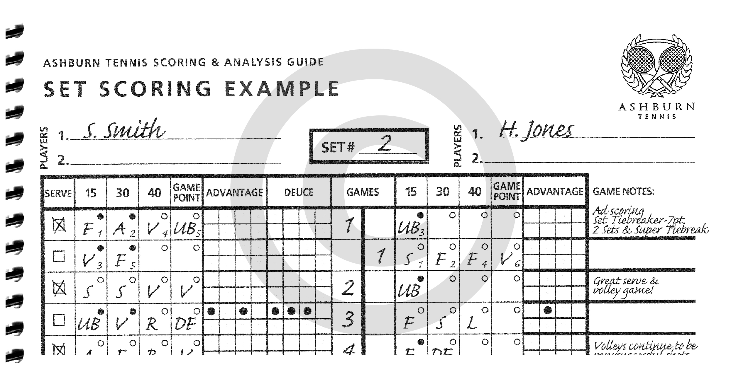 Tennis Score Sheet 2 3