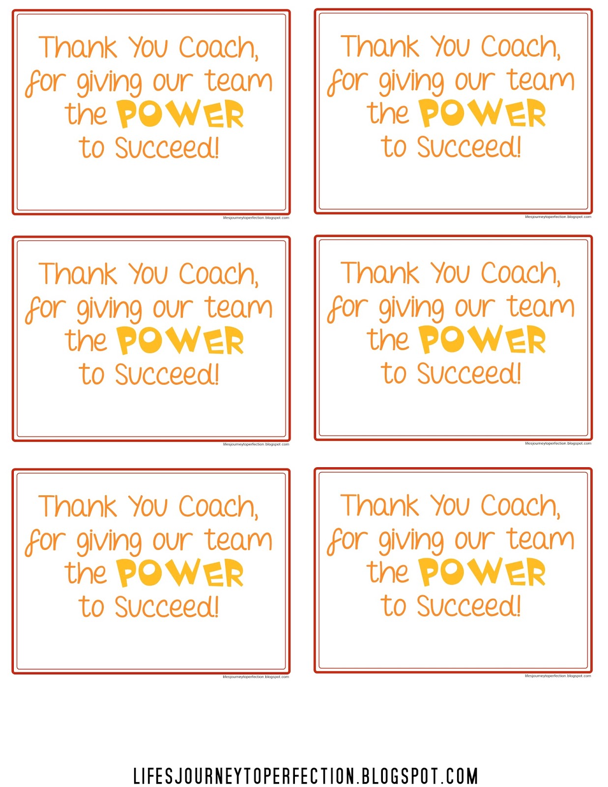 Thank You Coach Printable Tags