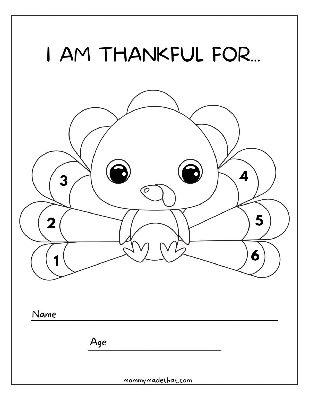 Thankful Turkey Printable