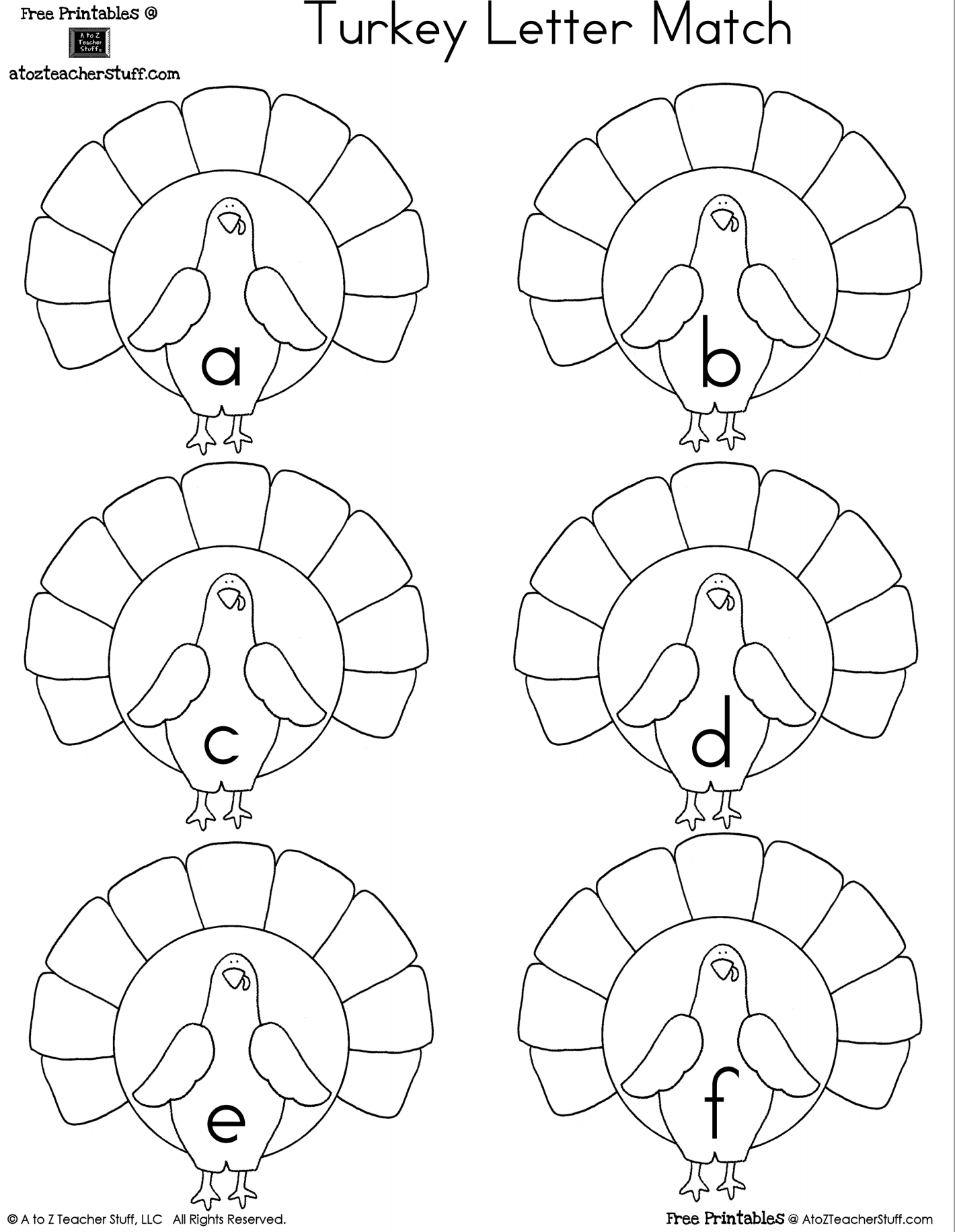 Thanksgiving Alphabet Turkeys