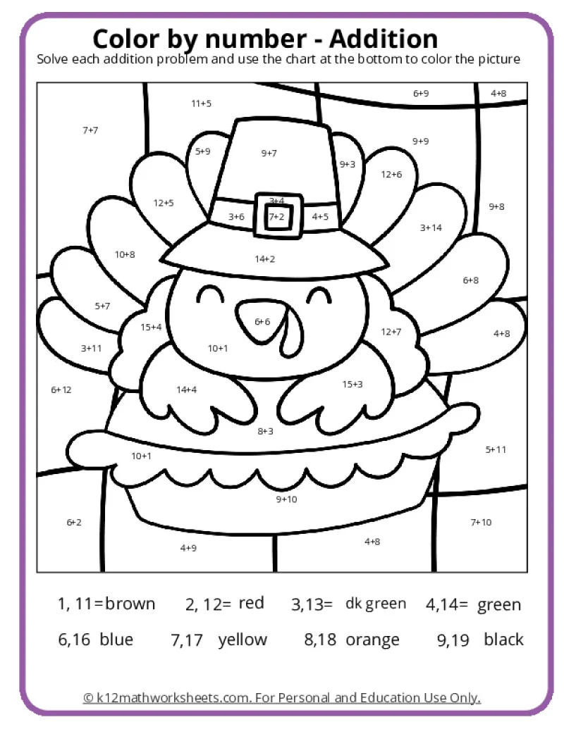 Thanksgiving Color By Number Thanksgiving Color By Number