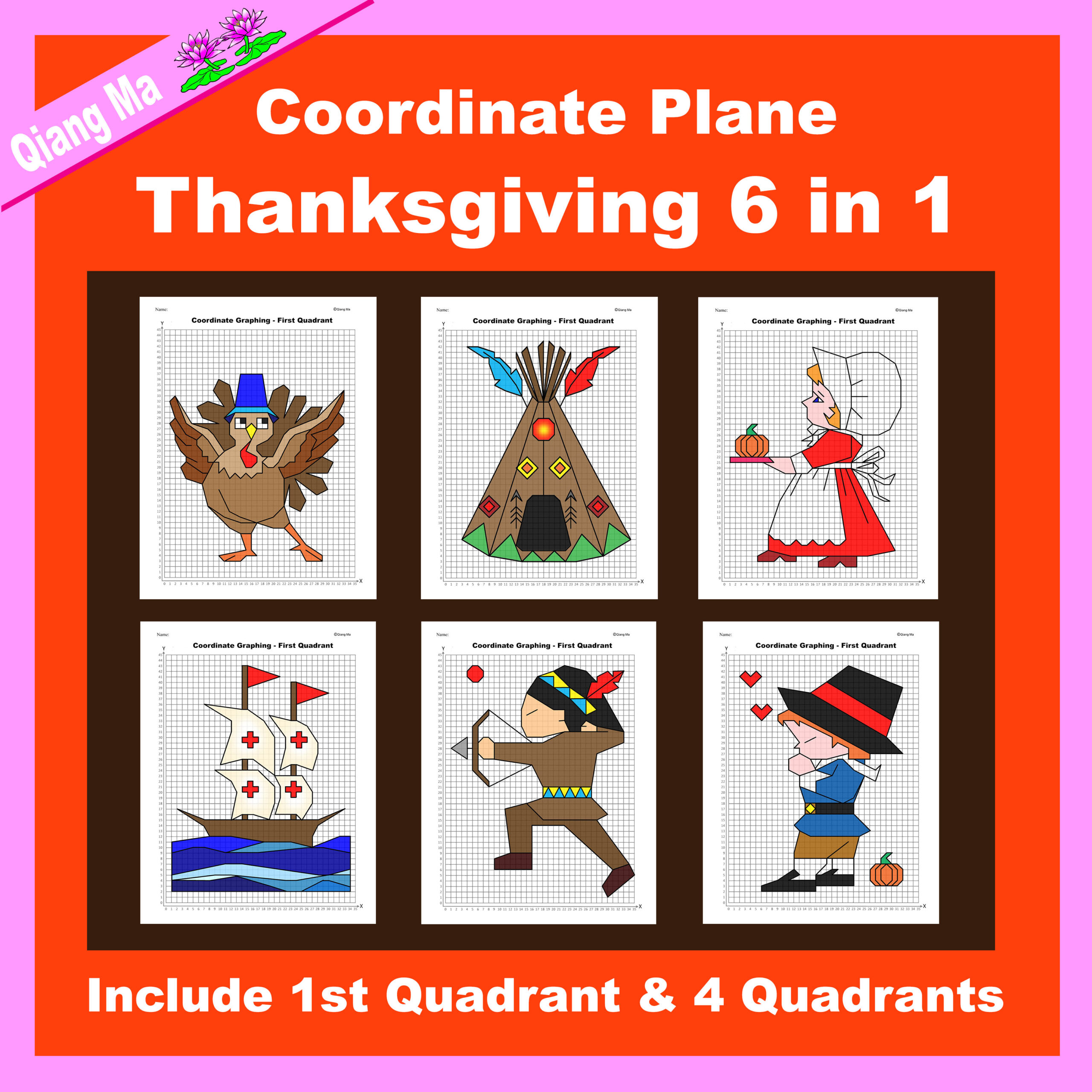 thanksgiving coordinate graphing free printable