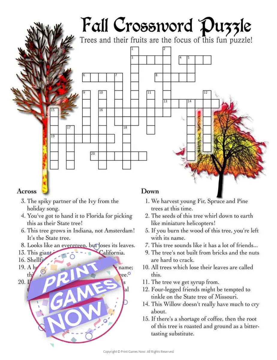 Thanksgiving Crossword Puzzles Pack