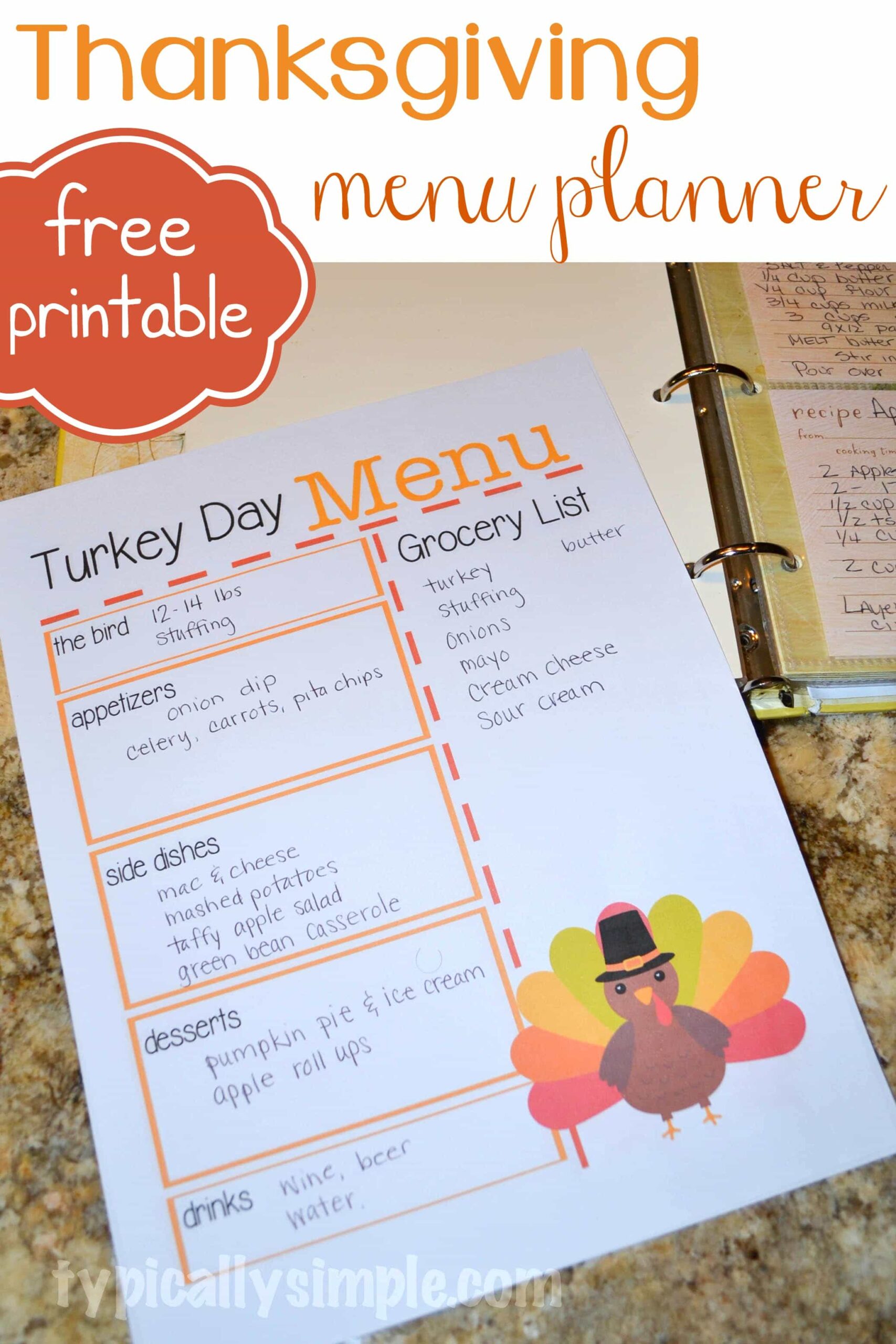 Thanksgiving Dinner Menu Planner