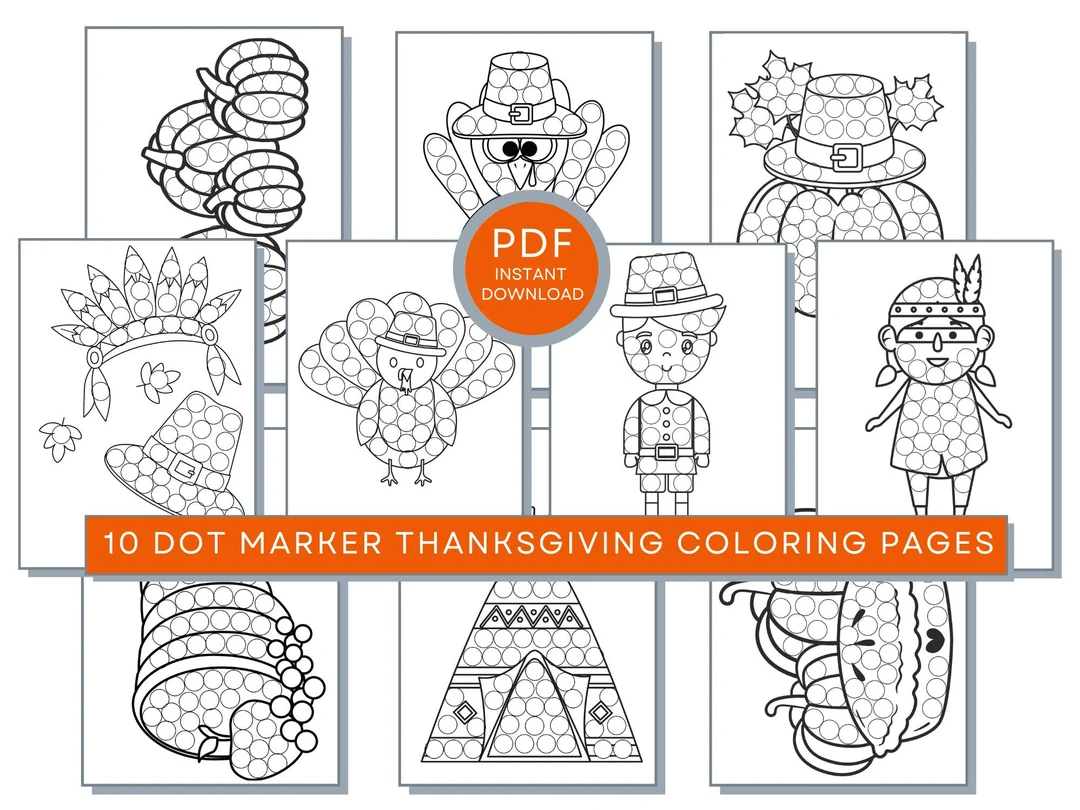 Thanksgiving Dot Marker Coloring Pages