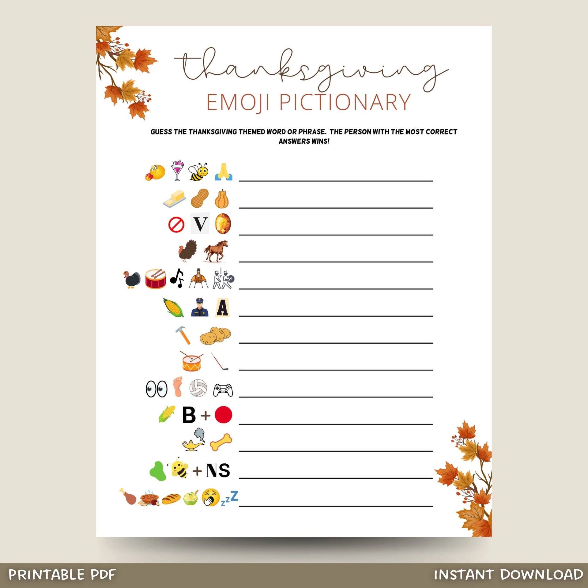 Thanksgiving Emoji Pictionary Game 60666