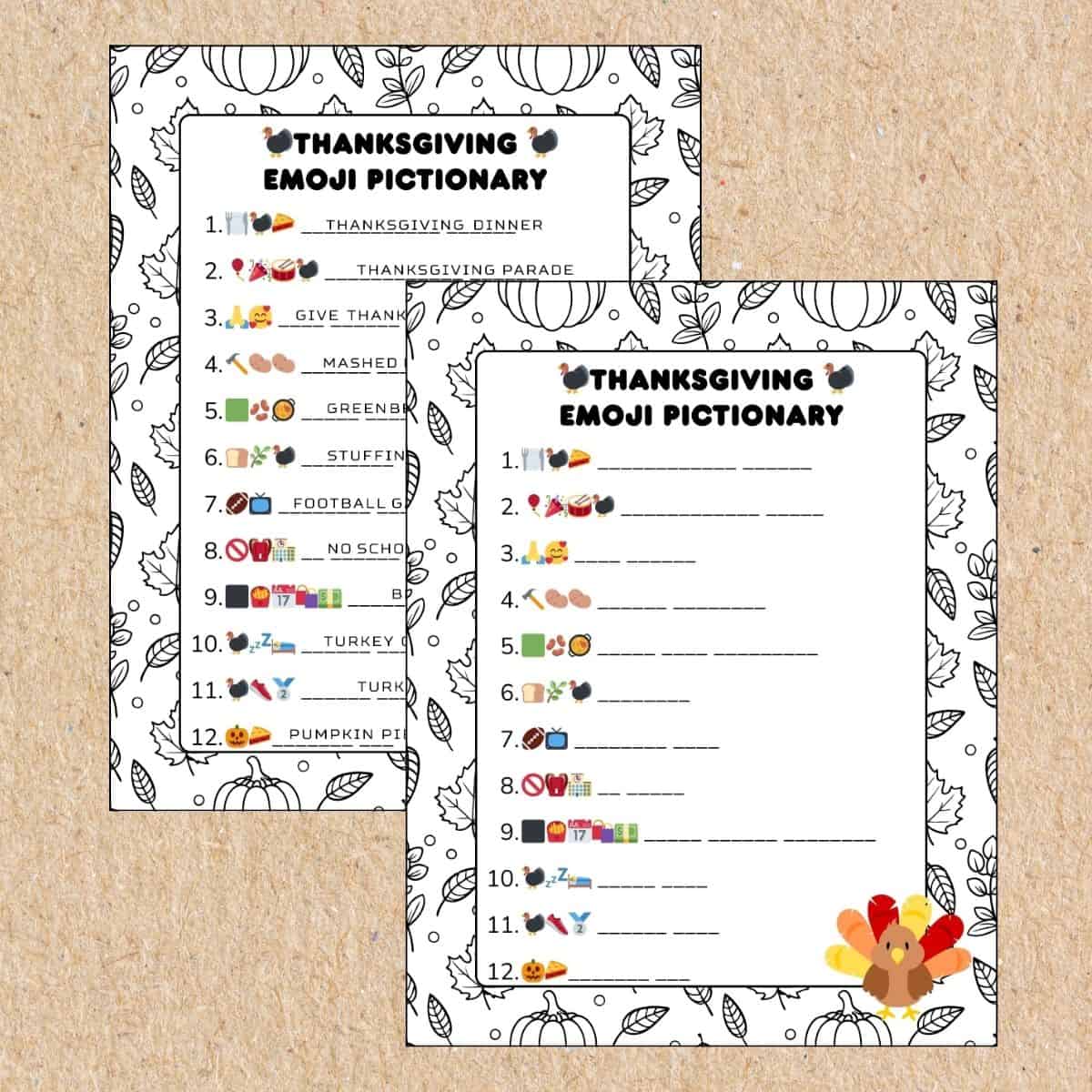 Thanksgiving Emoji Pictionary