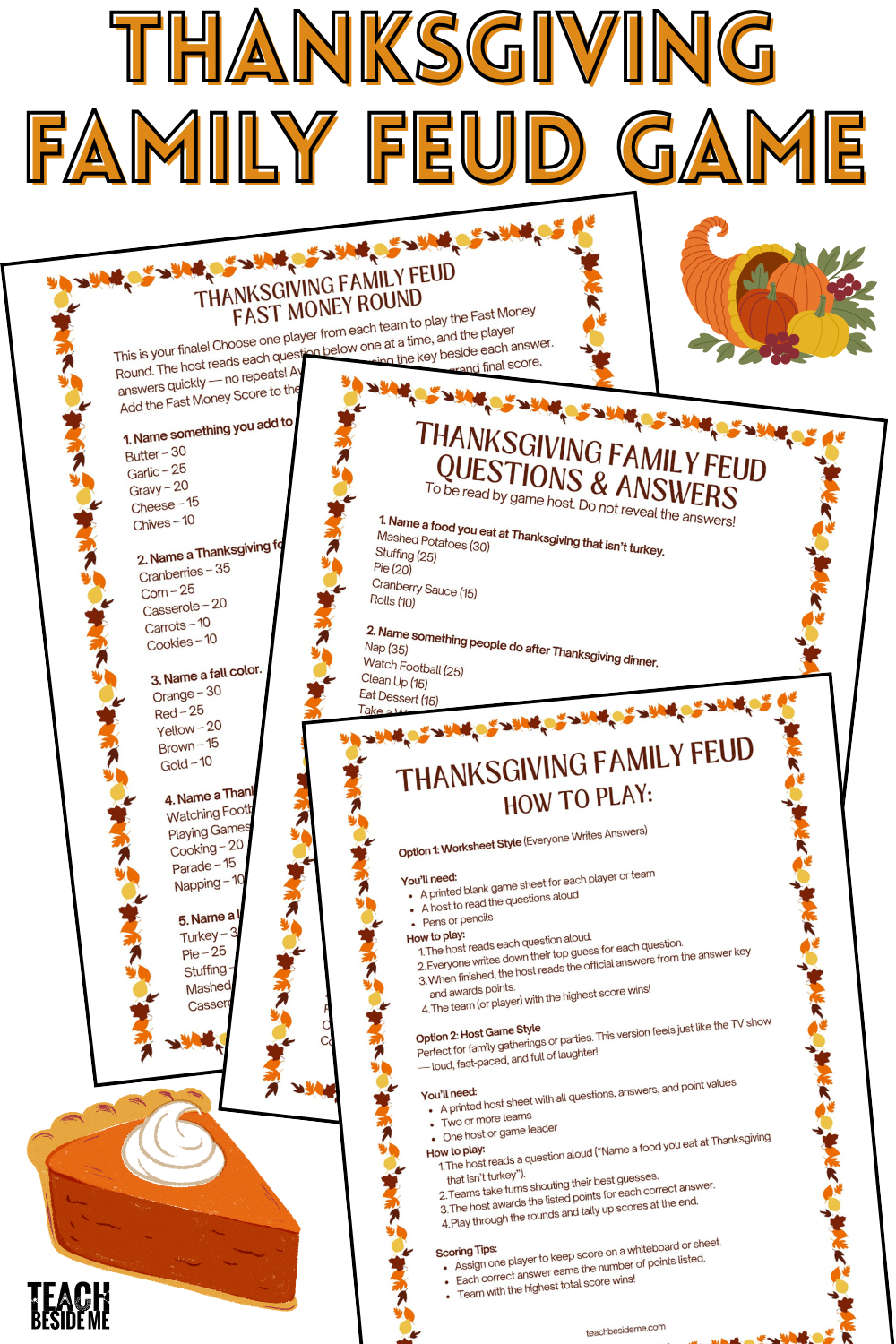 Thanksgiving Family Feud Game Printable