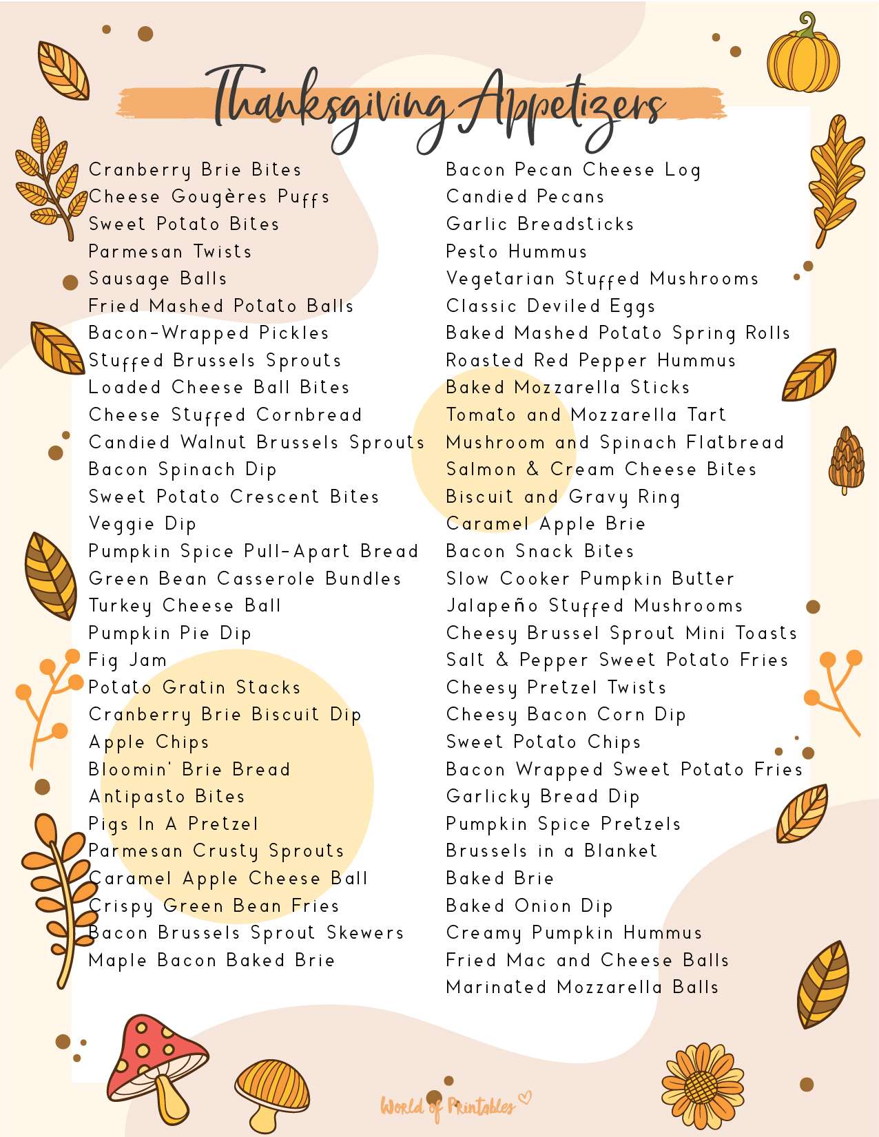 Thanksgiving Food Checklist