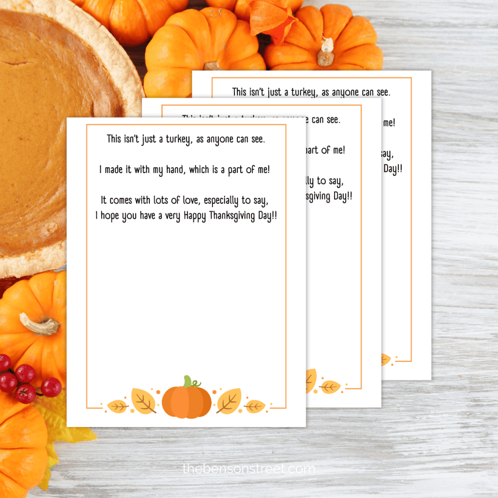 Thanksgiving Handprint Poem Printable Craft