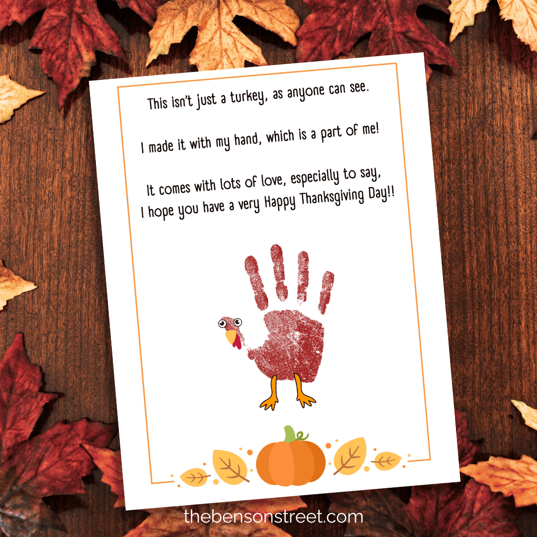Thanksgiving Handprint Poem Printable Craft