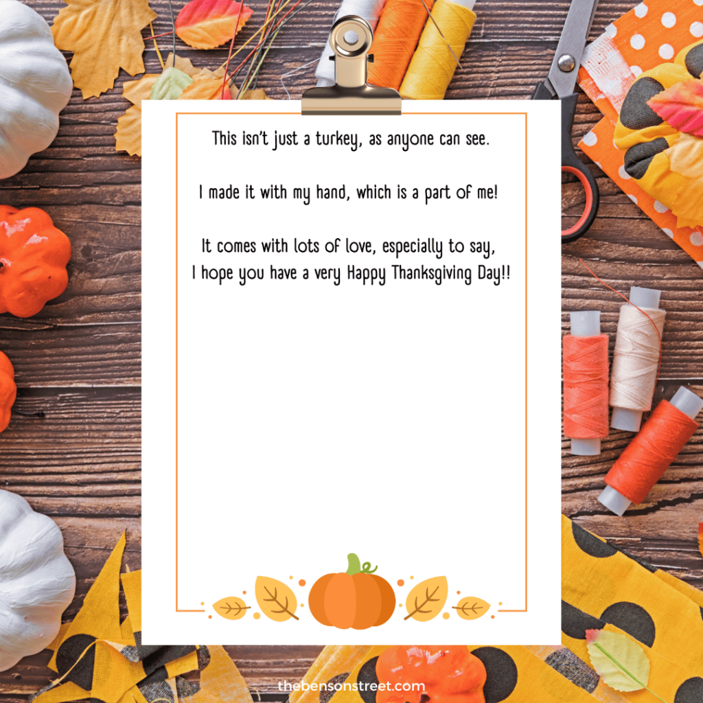 Thanksgiving Handprint Poem Printable Craft
