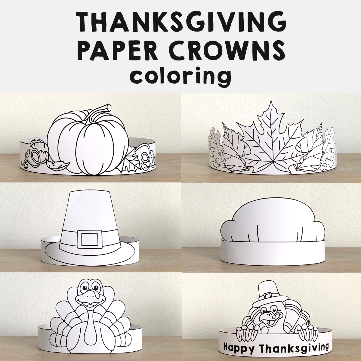 Thanksgiving Hats Printable Paper Coloring Fall Autumn Craft