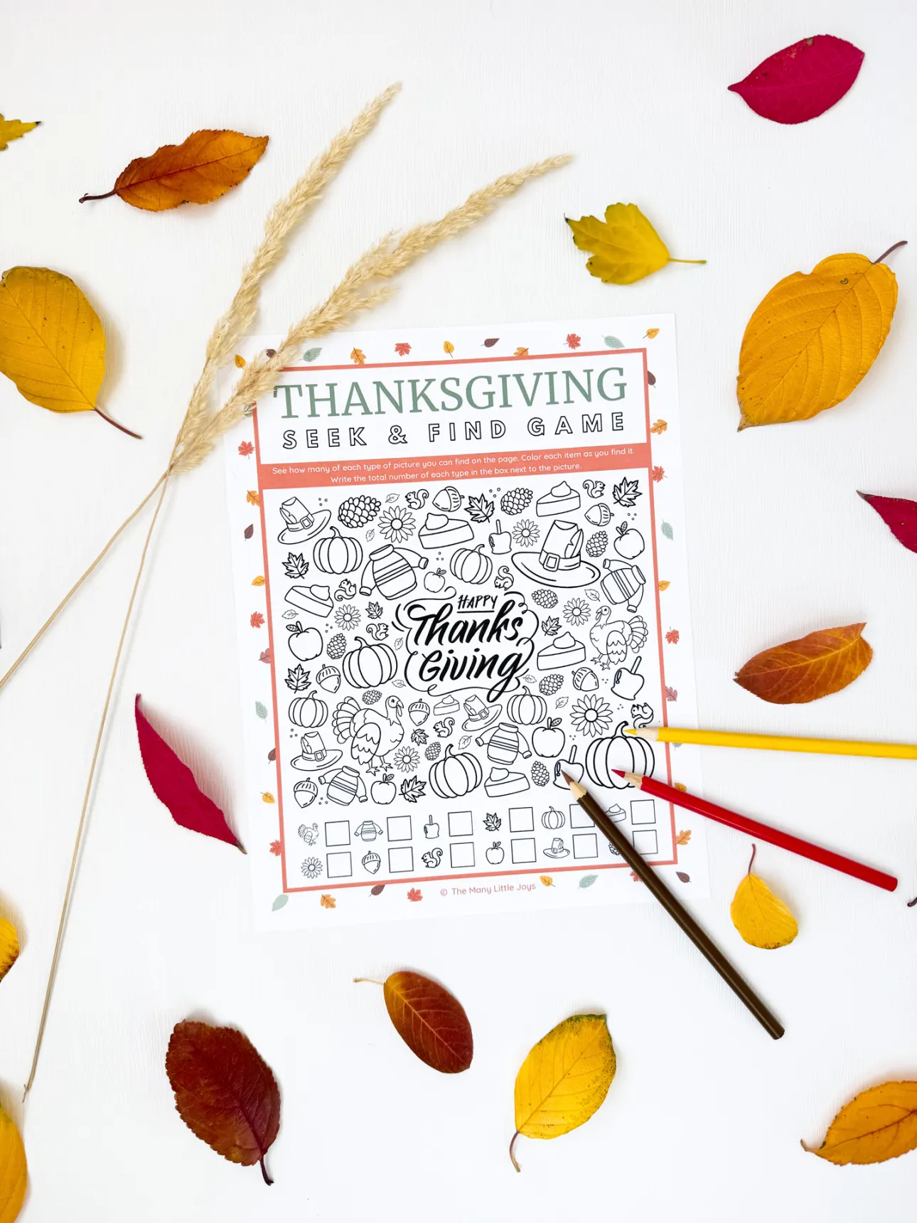 Thanksgiving I Spy Color Count Game For Kids Free Printable
