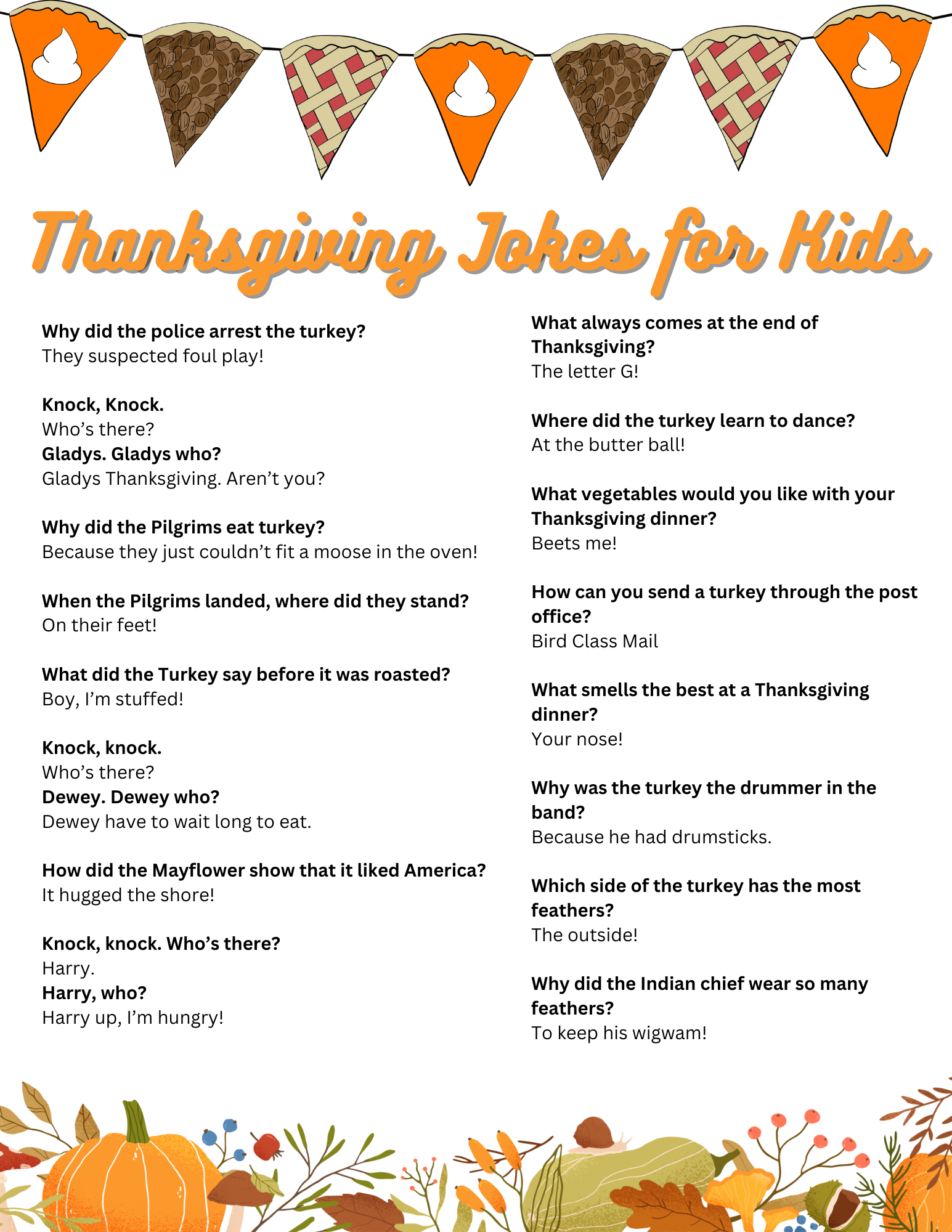 Thanksgiving Jokes For Kids
