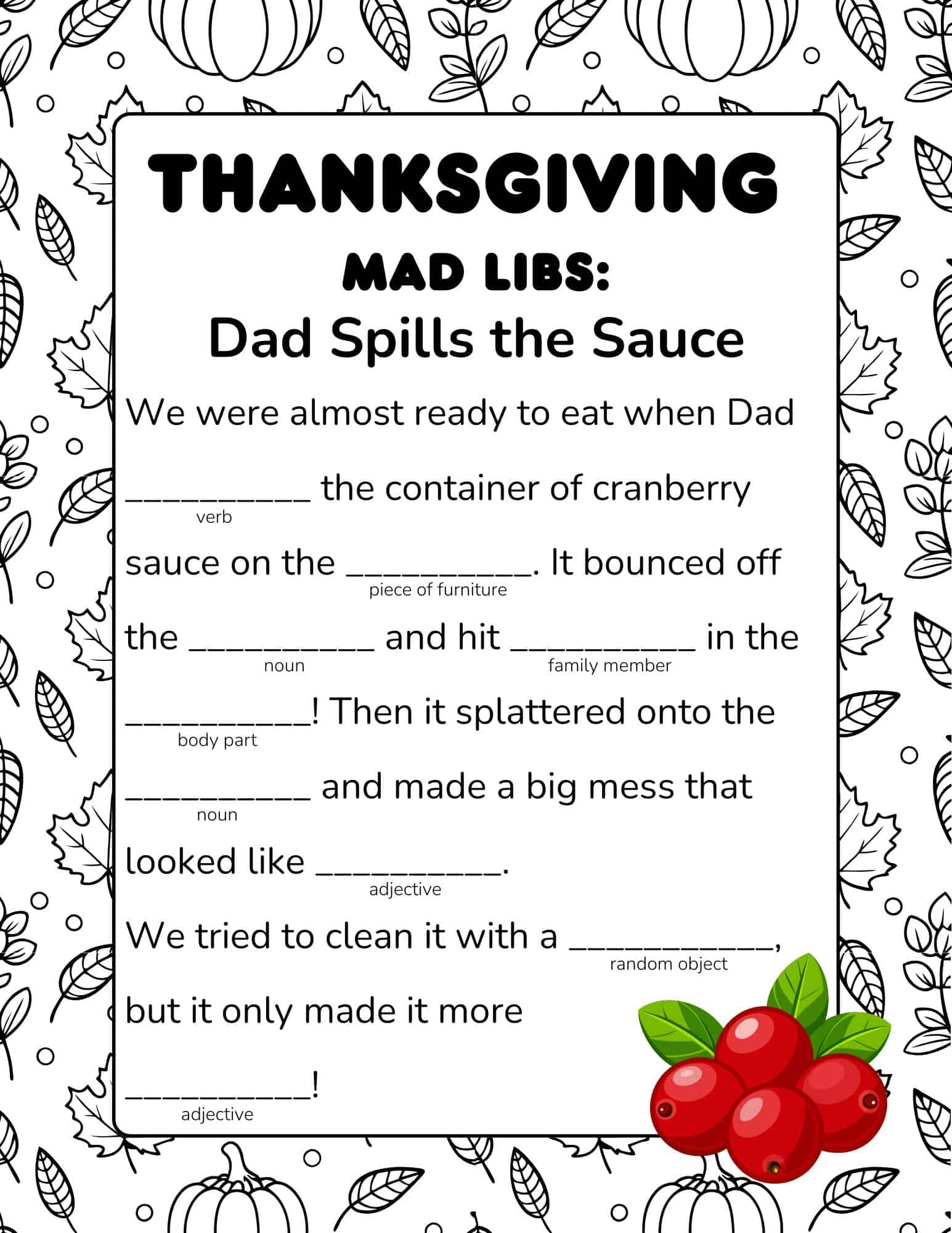 printable thanksgiving mad libs