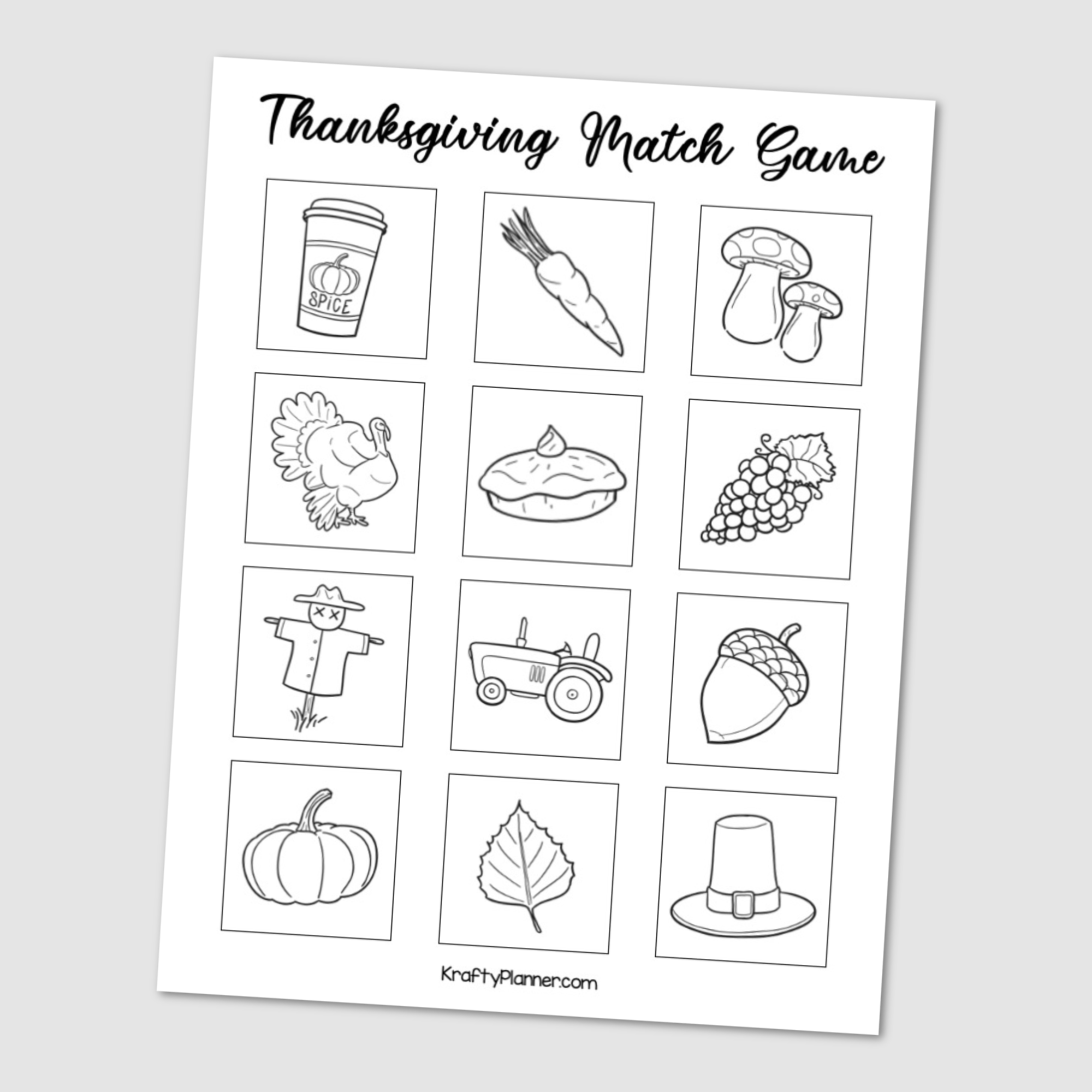 Thanksgiving Match Game Free Printable