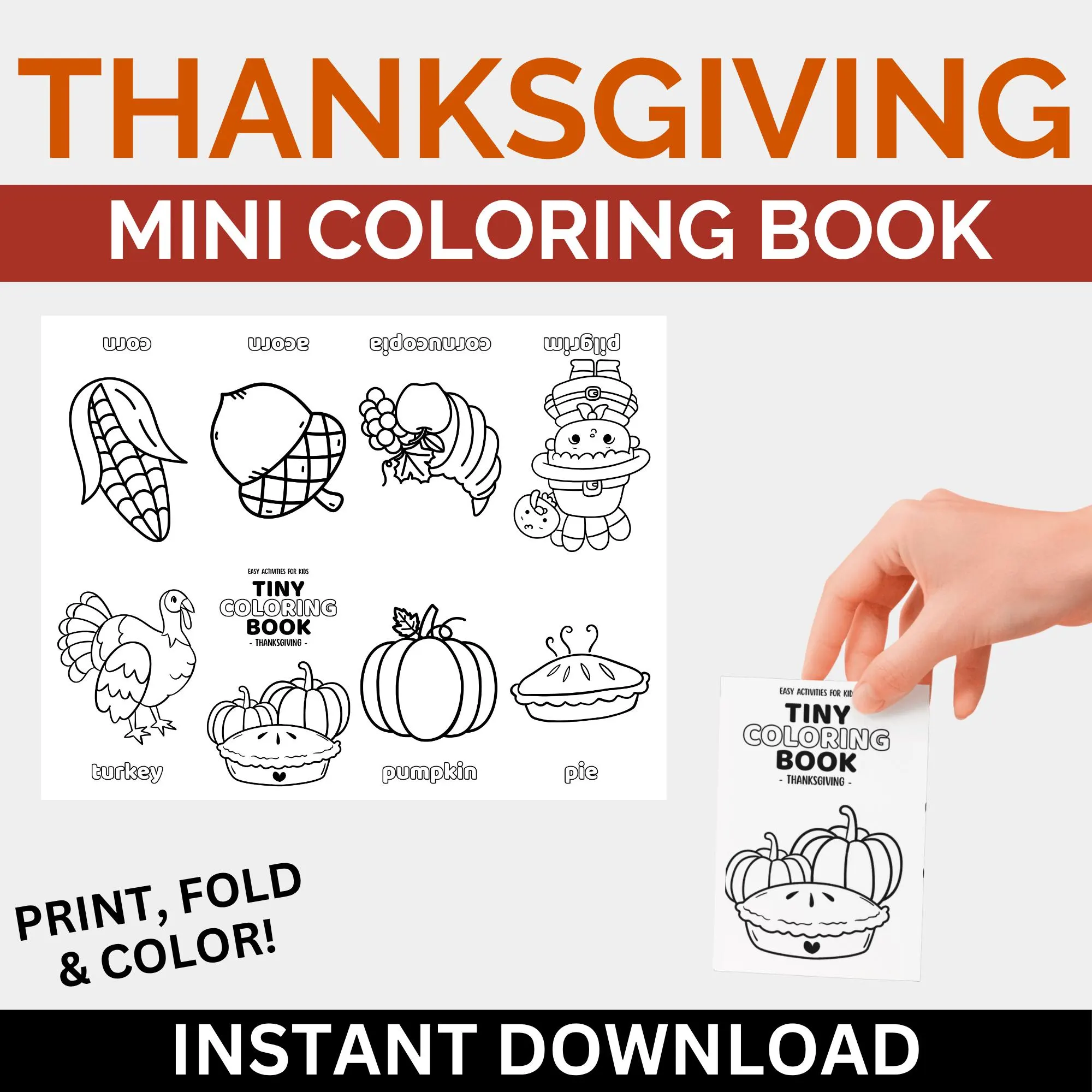 Thanksgiving Mini Coloring Book Holiday Thanksgiving Mini Coloring Book Holiday