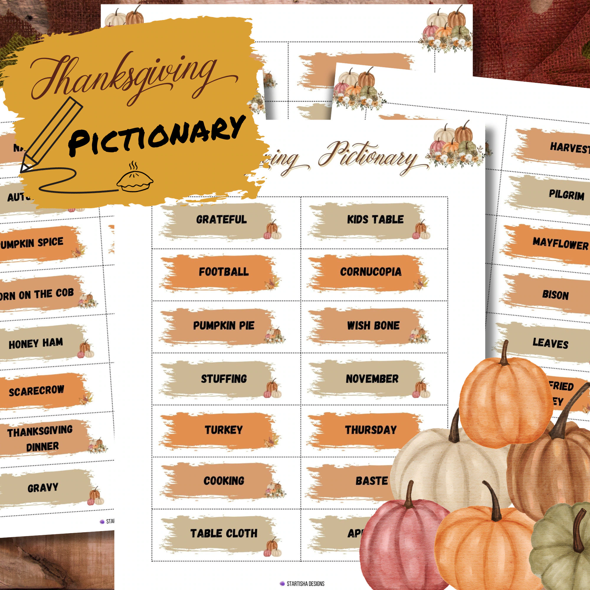 Thanksgiving Pictionary Game Digital Thanksgiving Pictionary Game Digital