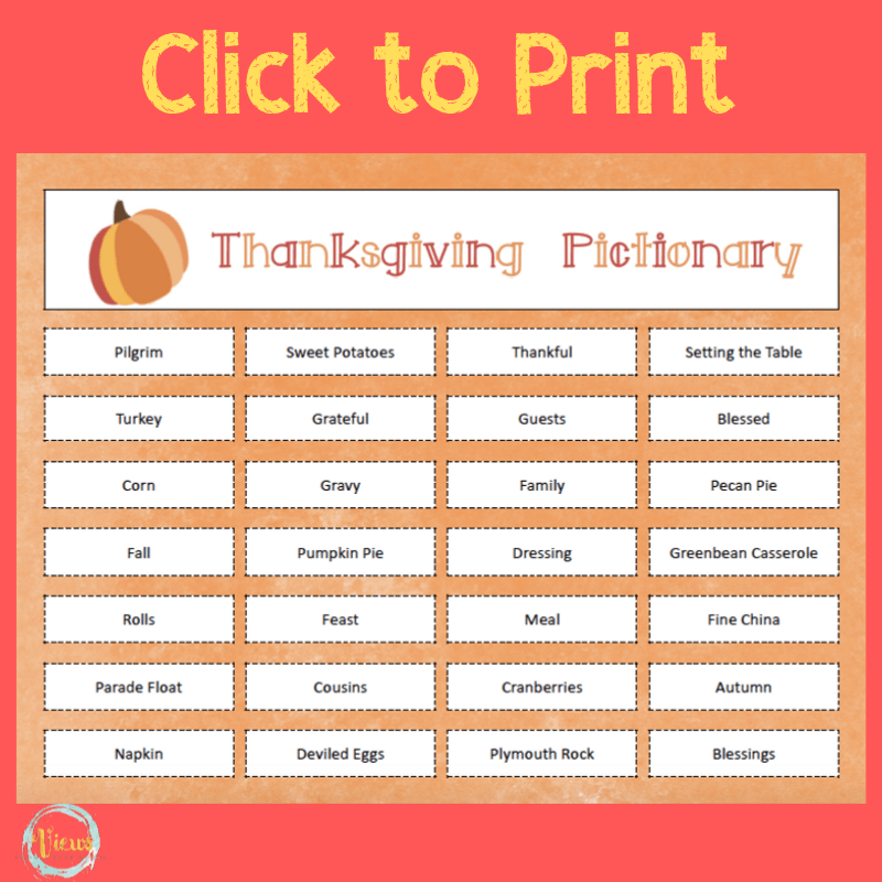 Thanksgiving Pictionary Game