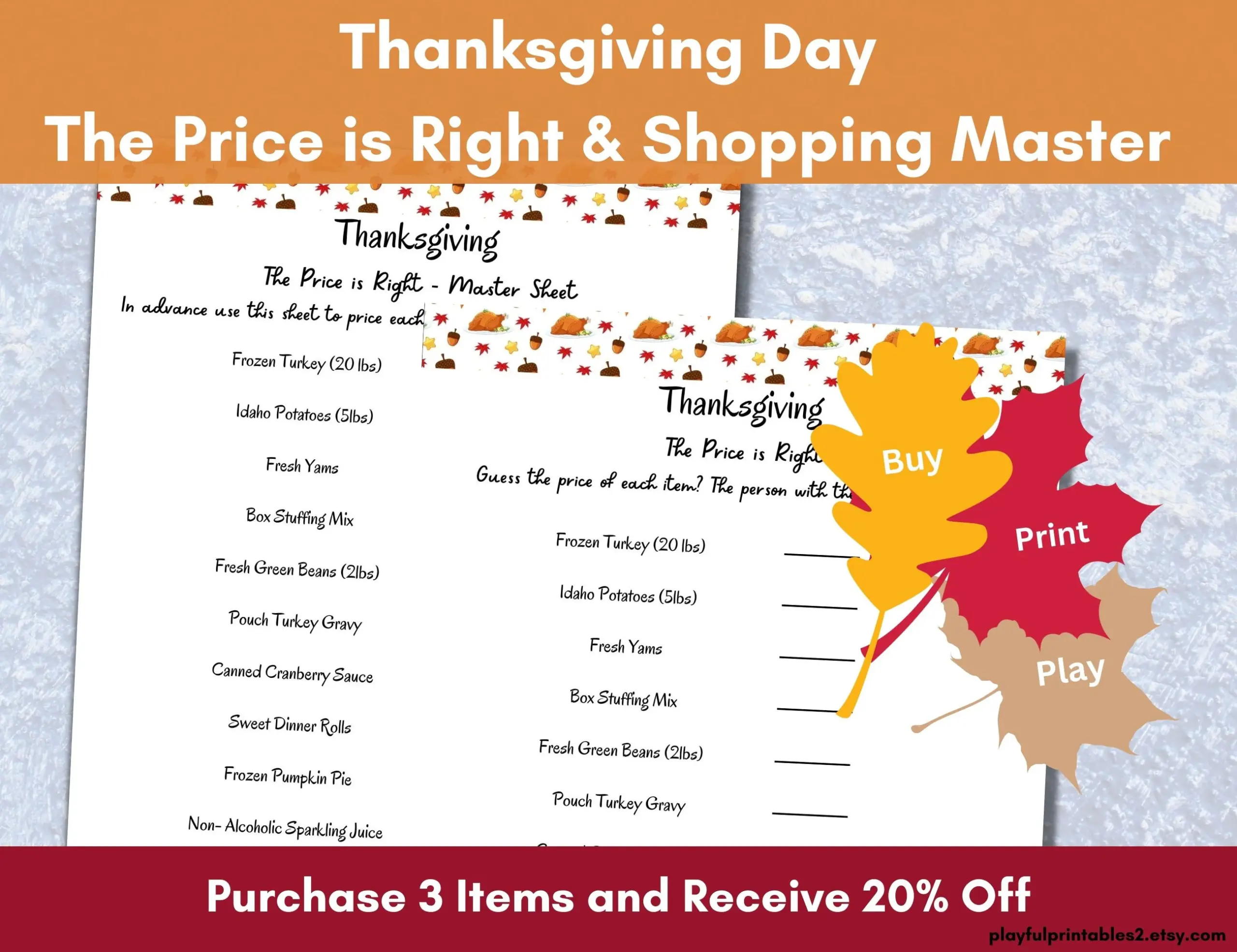 Thanksgiving Price Is Right Pricing Game