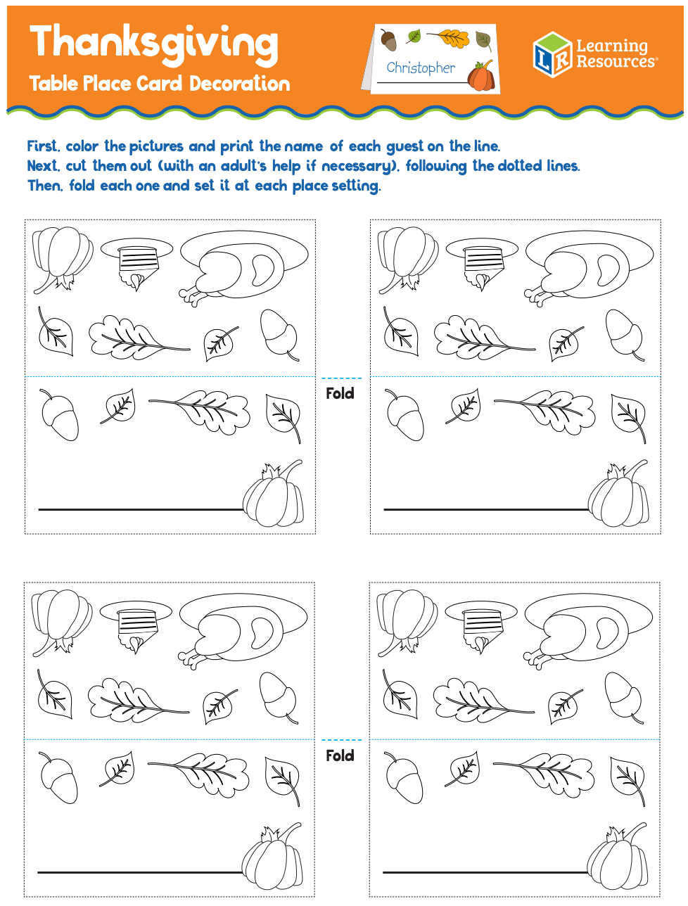 Thanksgiving Printable Make Table Place Card Decoration