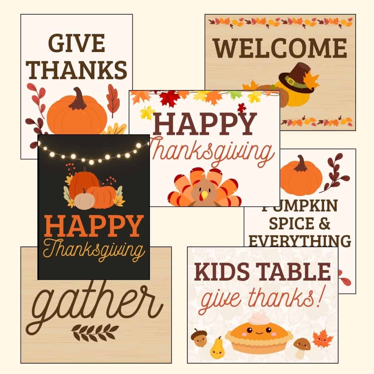 Thanksgiving Printable Signs