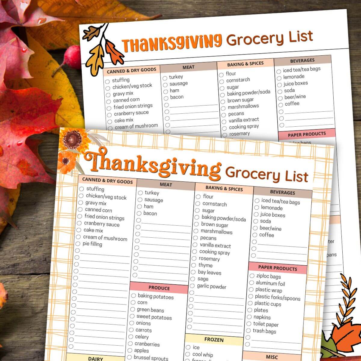 Thanksgiving Shopping List