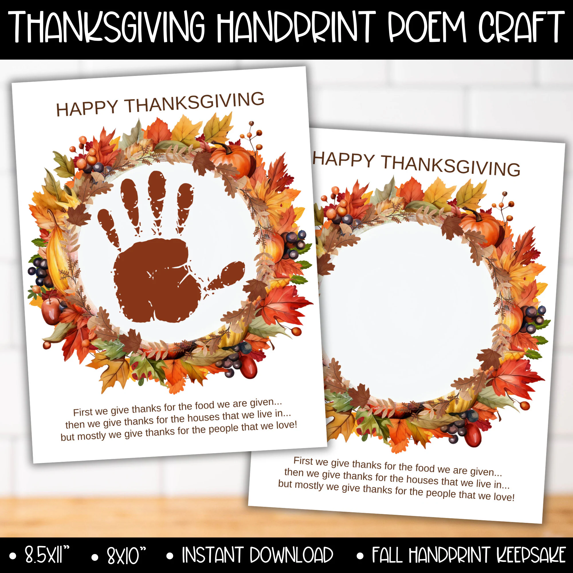 Thanksgiving Turkey Fall Poem Handprint