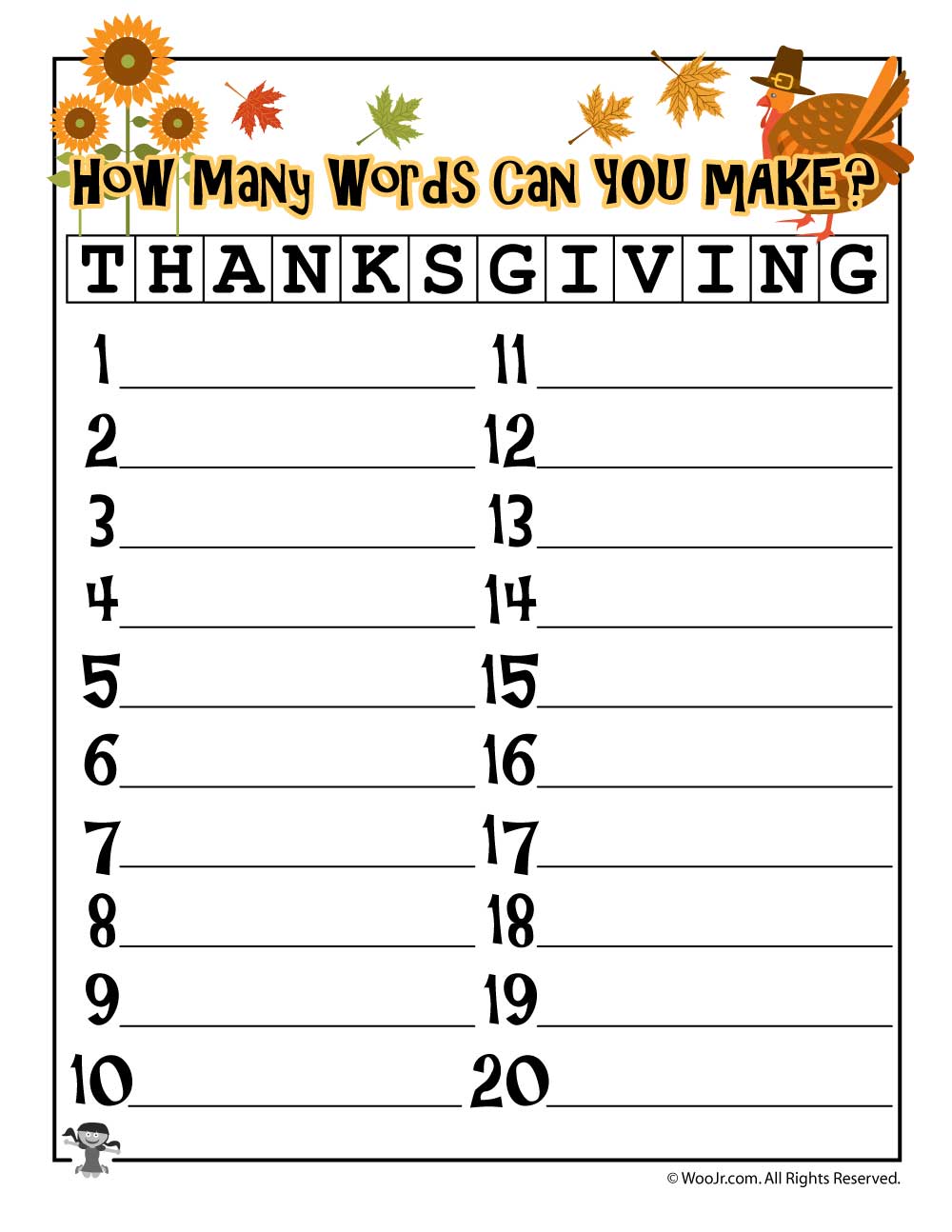 Thanksgiving Word Puzzles