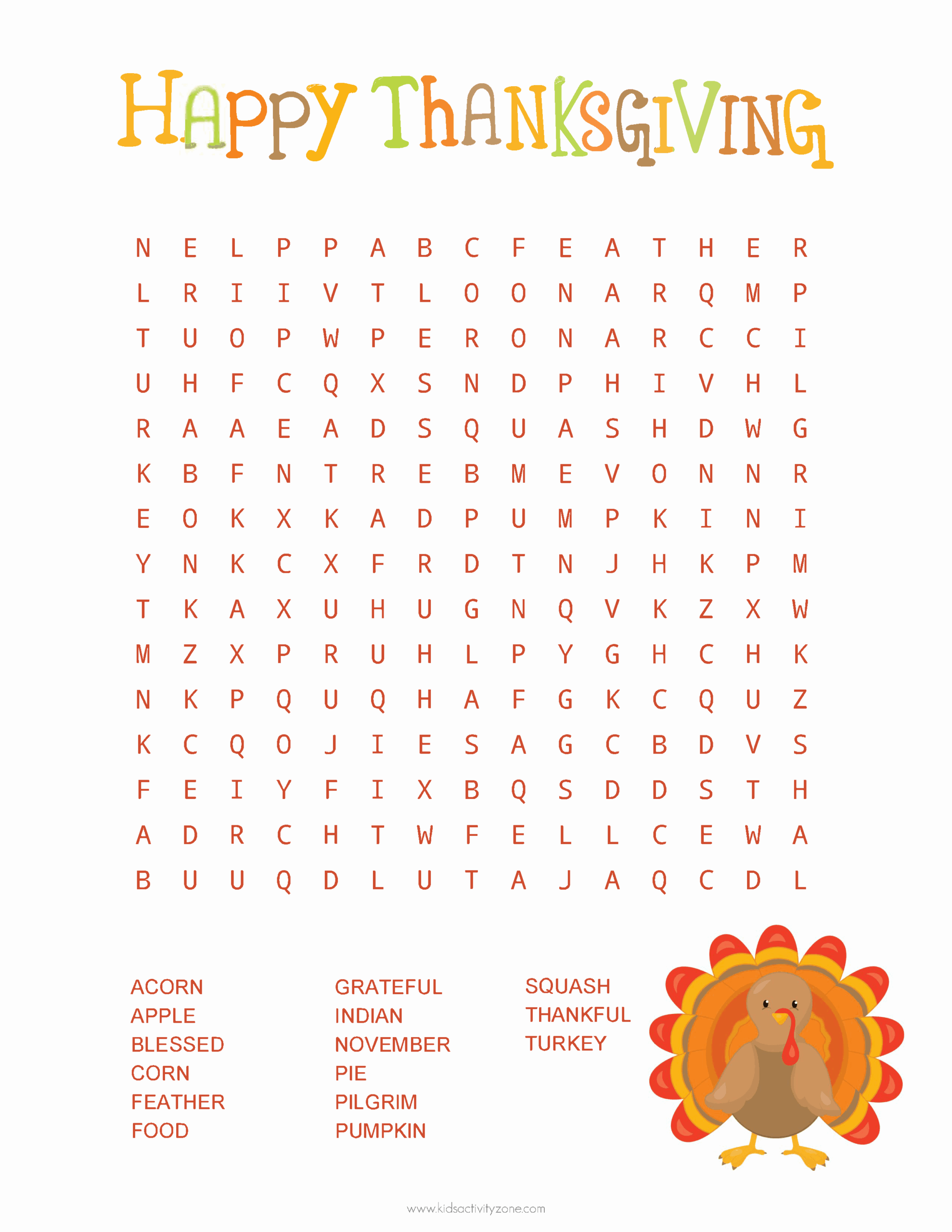 Thanksgiving Word Search