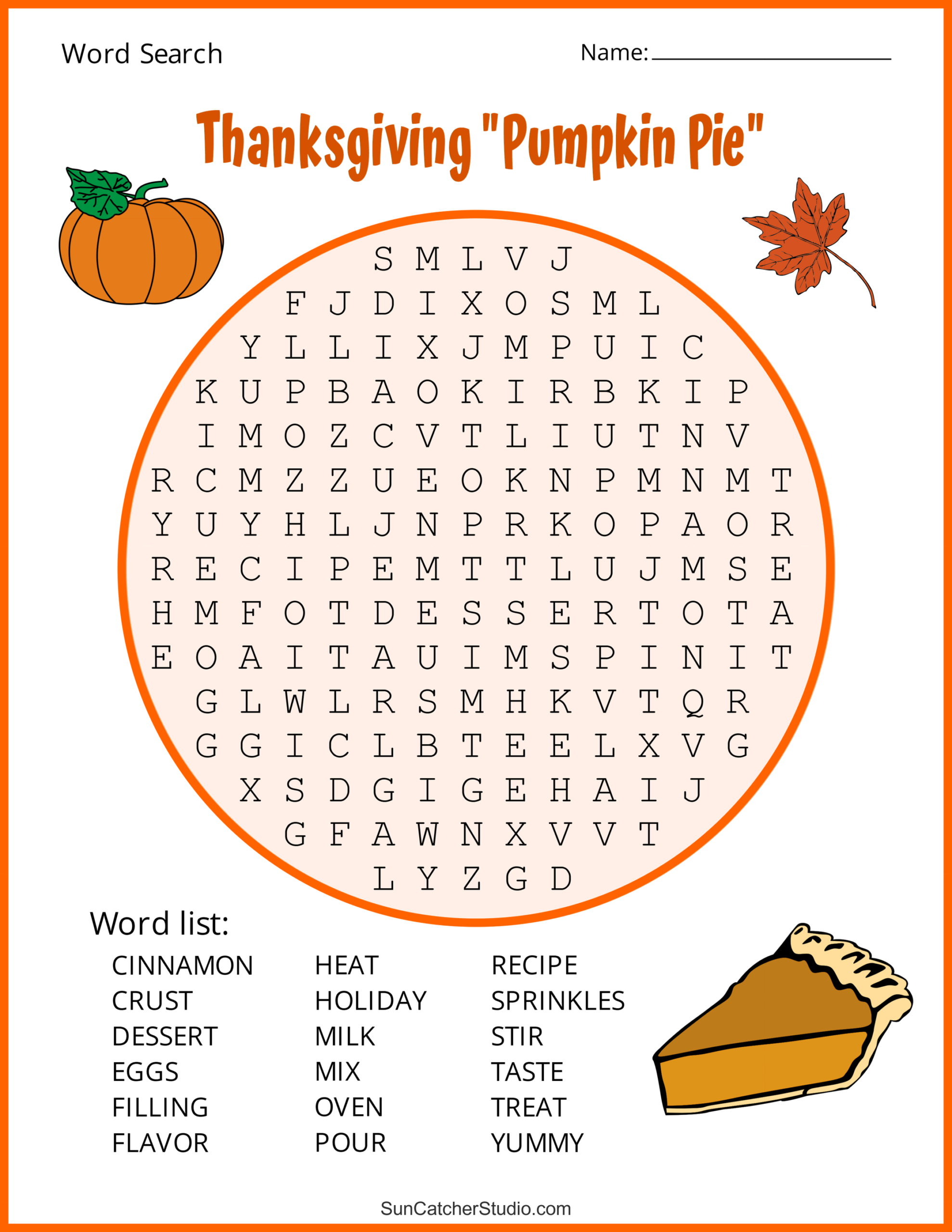 Thanksgiving Word Search