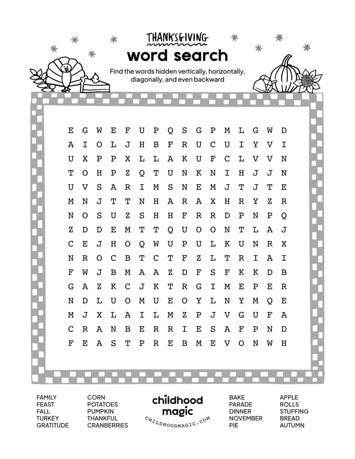 thanksgiving word search printables