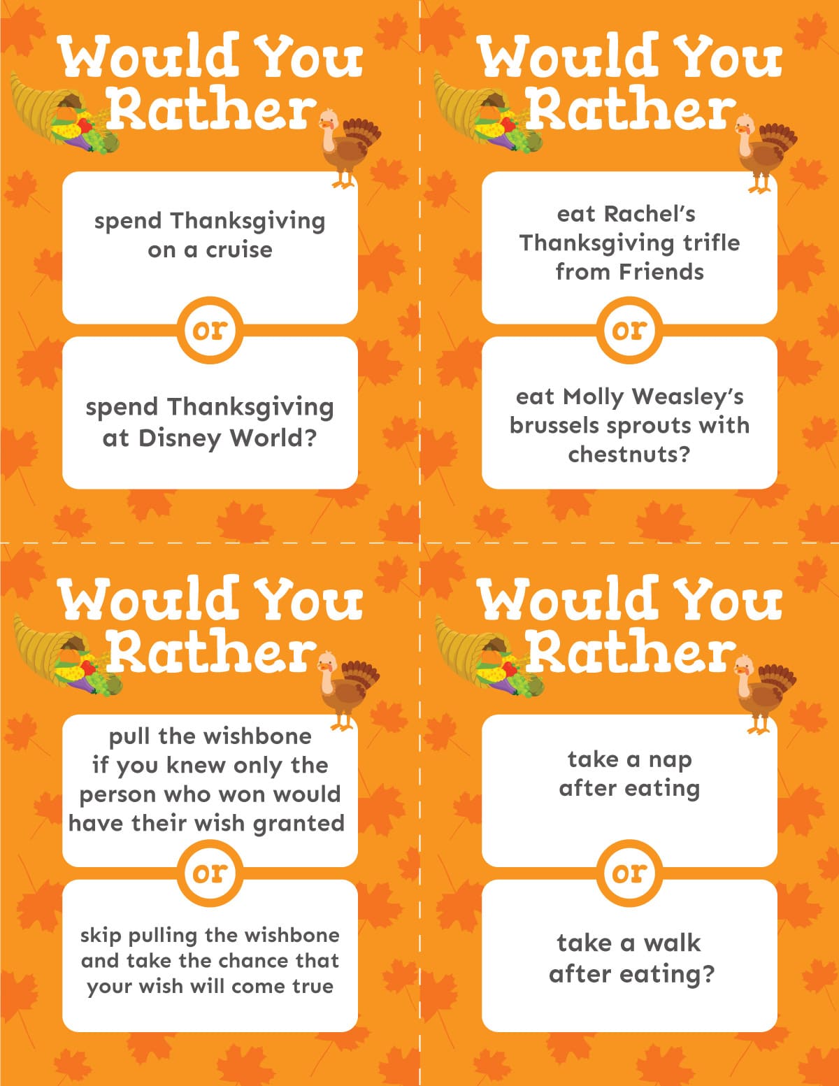 Thanksgiving Would You Rather