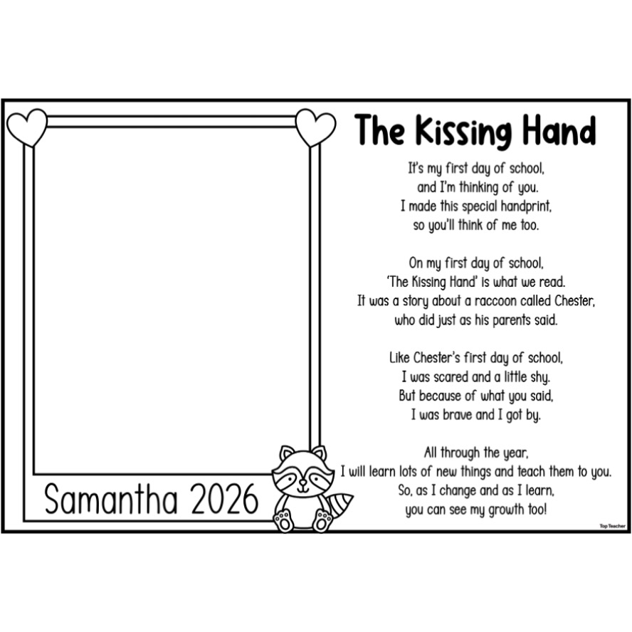 the kissing hand free printable book