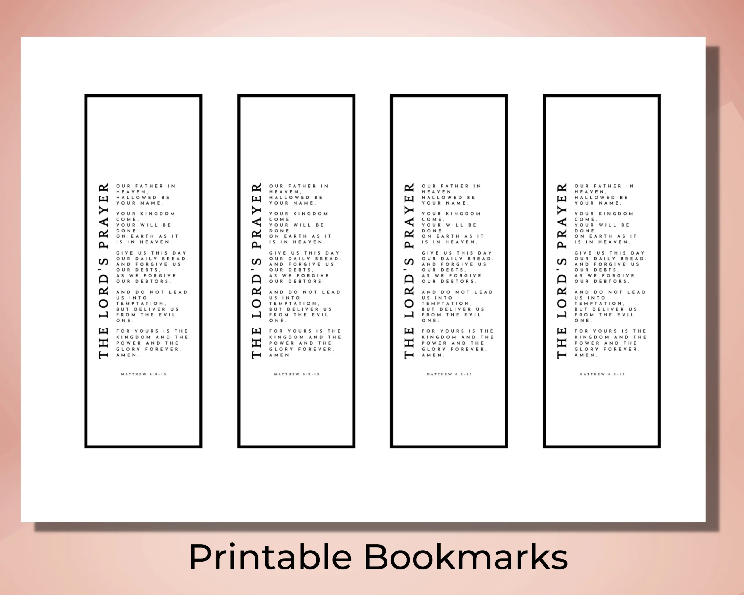 The Lords Prayer Bookmark Christian