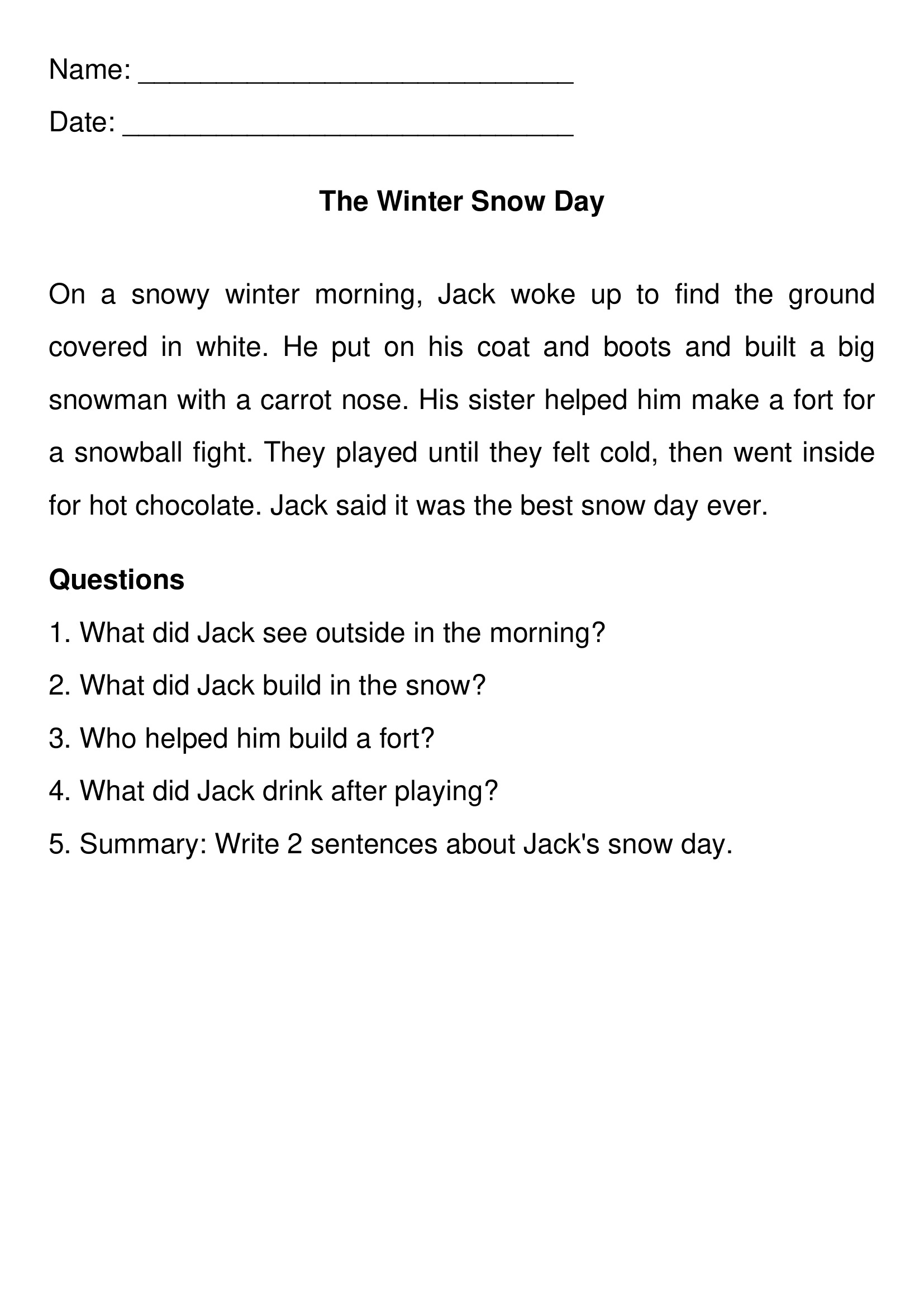 Third Grade Reading